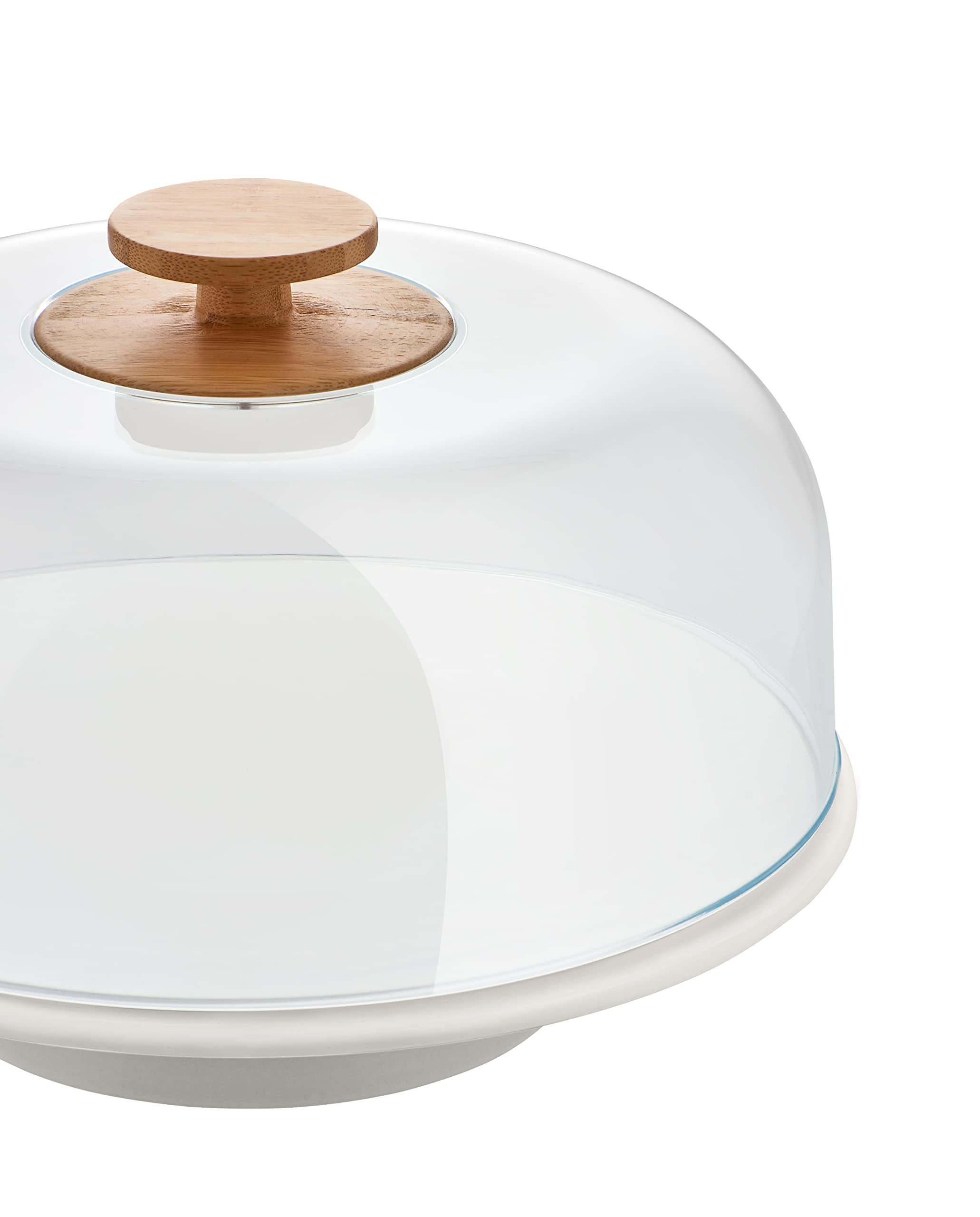 Alessi Mattina BG06 Grey Porcelain Cake Stand with PMMA Lid & Bamboo Knob - Elegant Dessert Display for Parties, Weddings & Home Decor