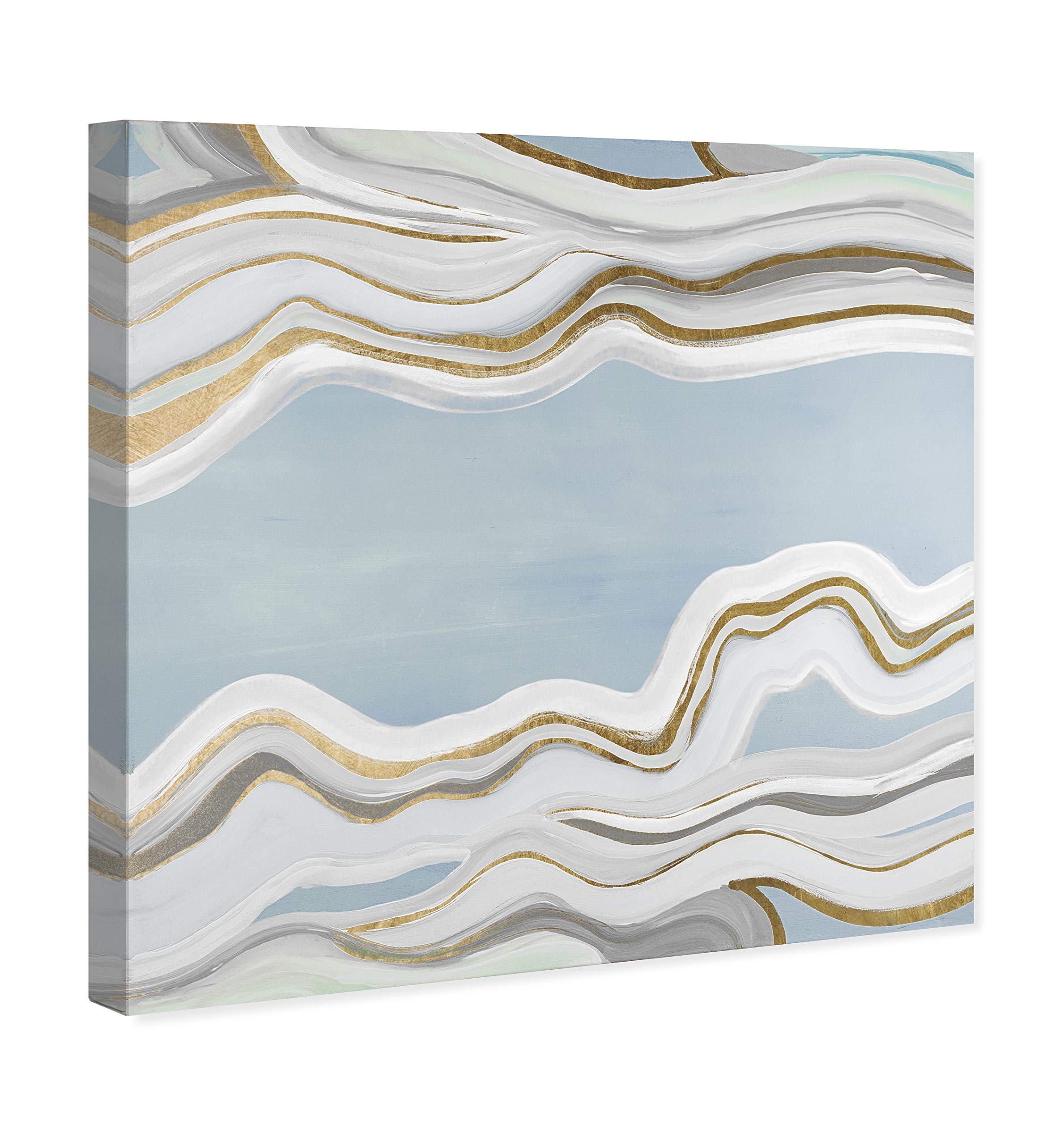 Oliver Gal Artist Co. 'Glacier Flow' Abstract Wall Art Canvas Print - 24x24 Inches Blue & Gold Modern Home Decor - Perfect for Living Room, Bedroom & Office Wall Decoration