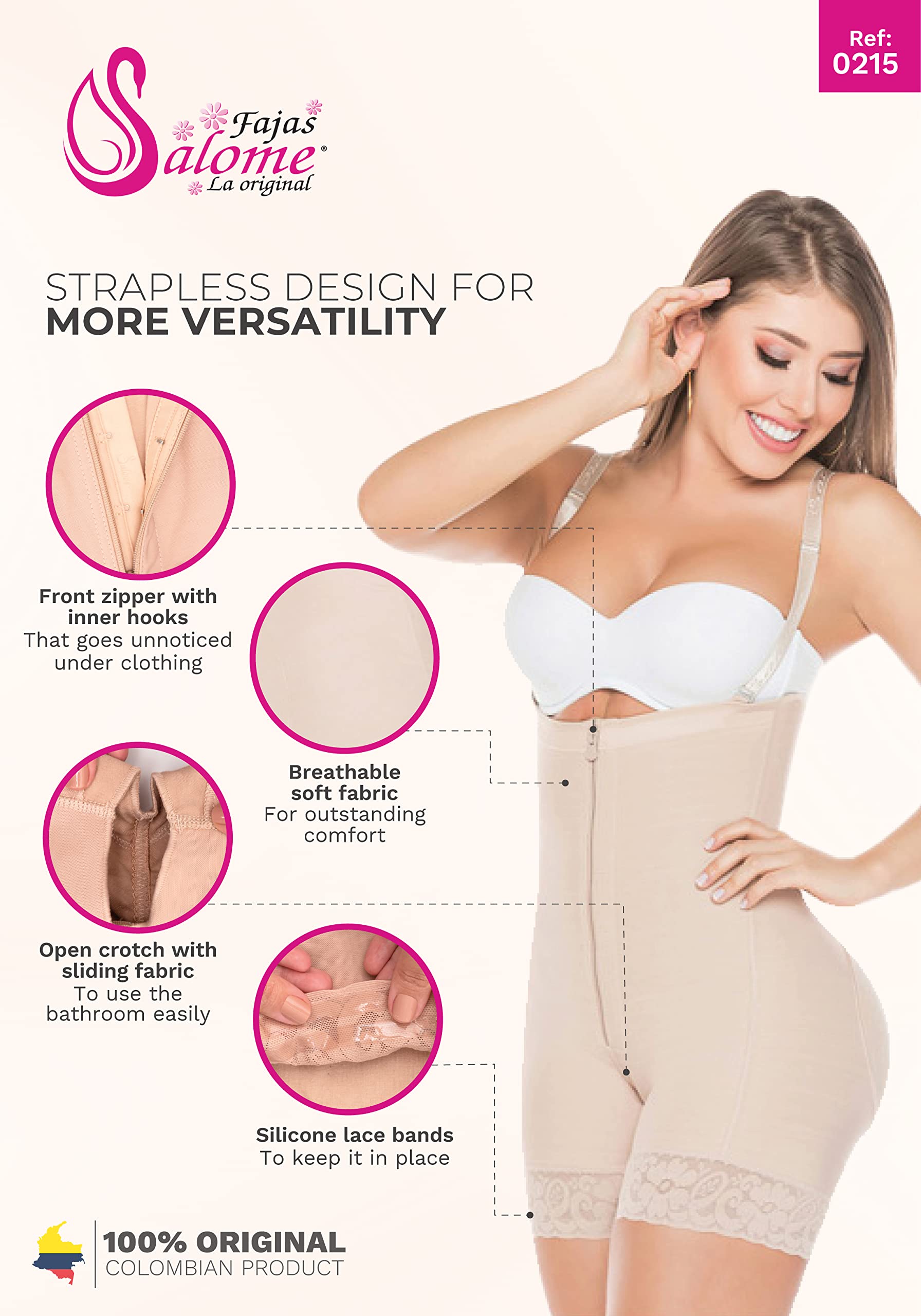 Salome Butt Enhancer & Tummy Control Shapewear - Colombian Fajas for Women | Slimming Body Shaper for Waist Training, Special Occasions & Everyday Wear