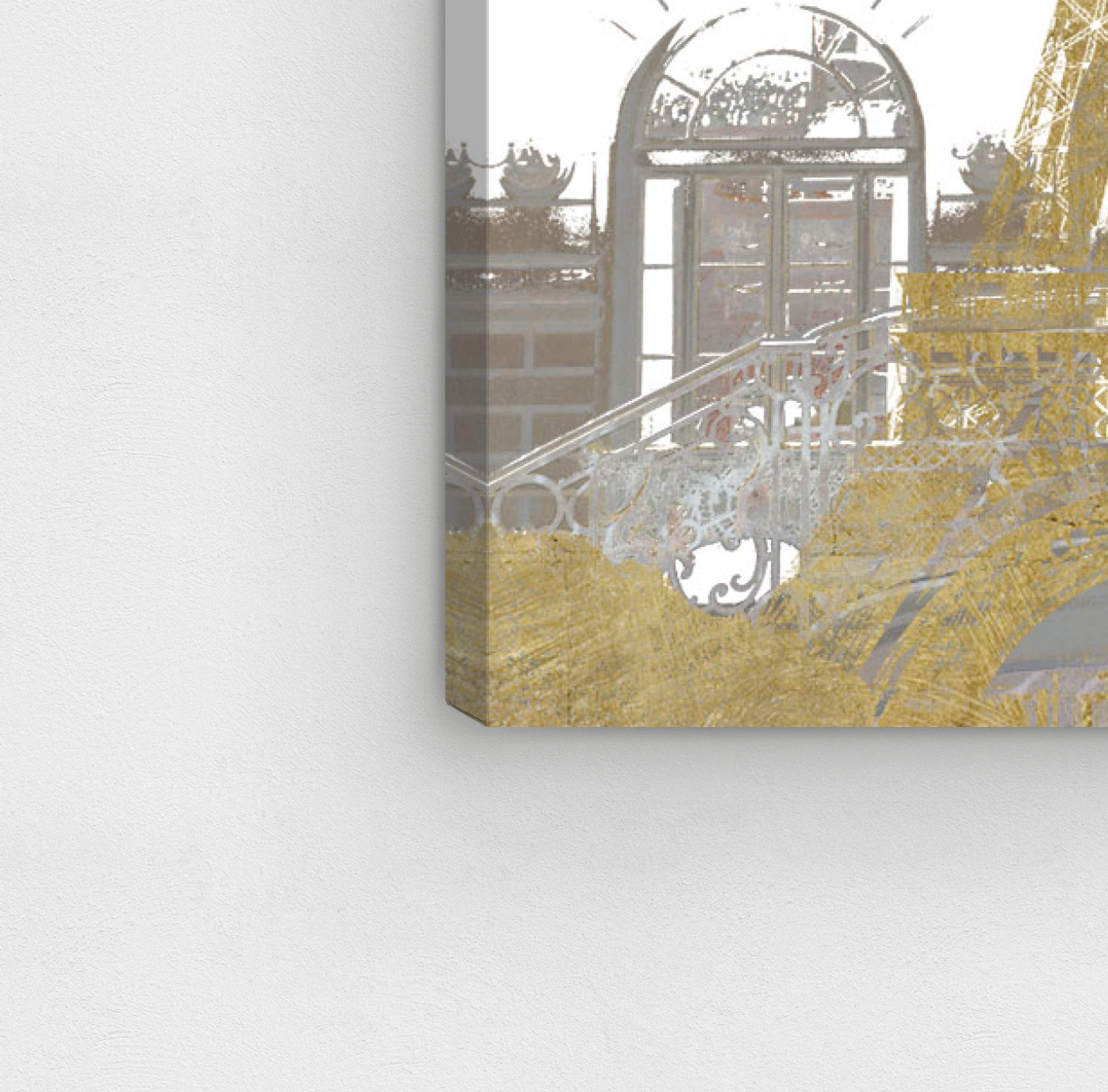Oliver Gal Artist Co. Parisian Eiffel Tower Canvas Wall Art Print - 16x24 Inch Gold & Gray Modern Architecture Home Decor - Perfect for Living Room, Bedroom & Office Decorations