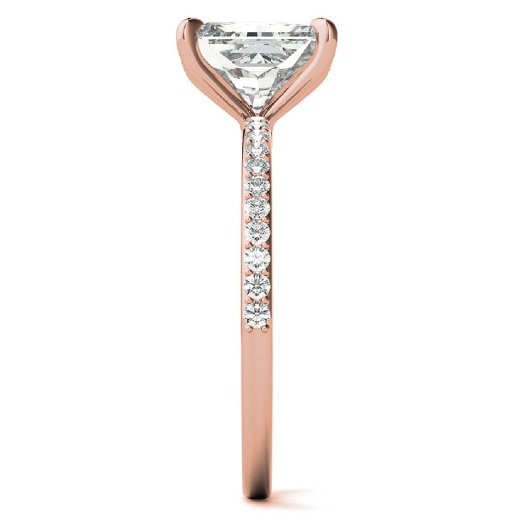 10K Solid Rose Gold Handmade Engagement Ring Set - 2.0 CT Emerald Cut Moissanite Diamond Solitaire Wedding Band for Women - Perfect for Proposals, Anniversaries & Bridal Jewelry Gifts