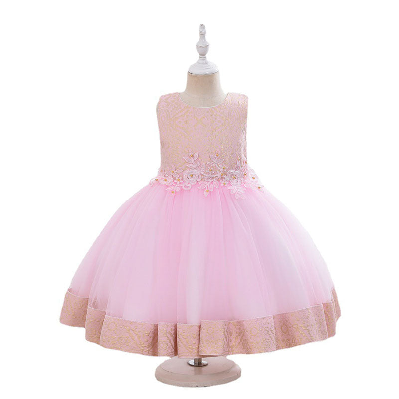 Elegant Lace Tulle Princess Flower Girl Dress with Long Sleeves Floral Embroidery - Perfect for Weddings, Baptisms & Special Occasions