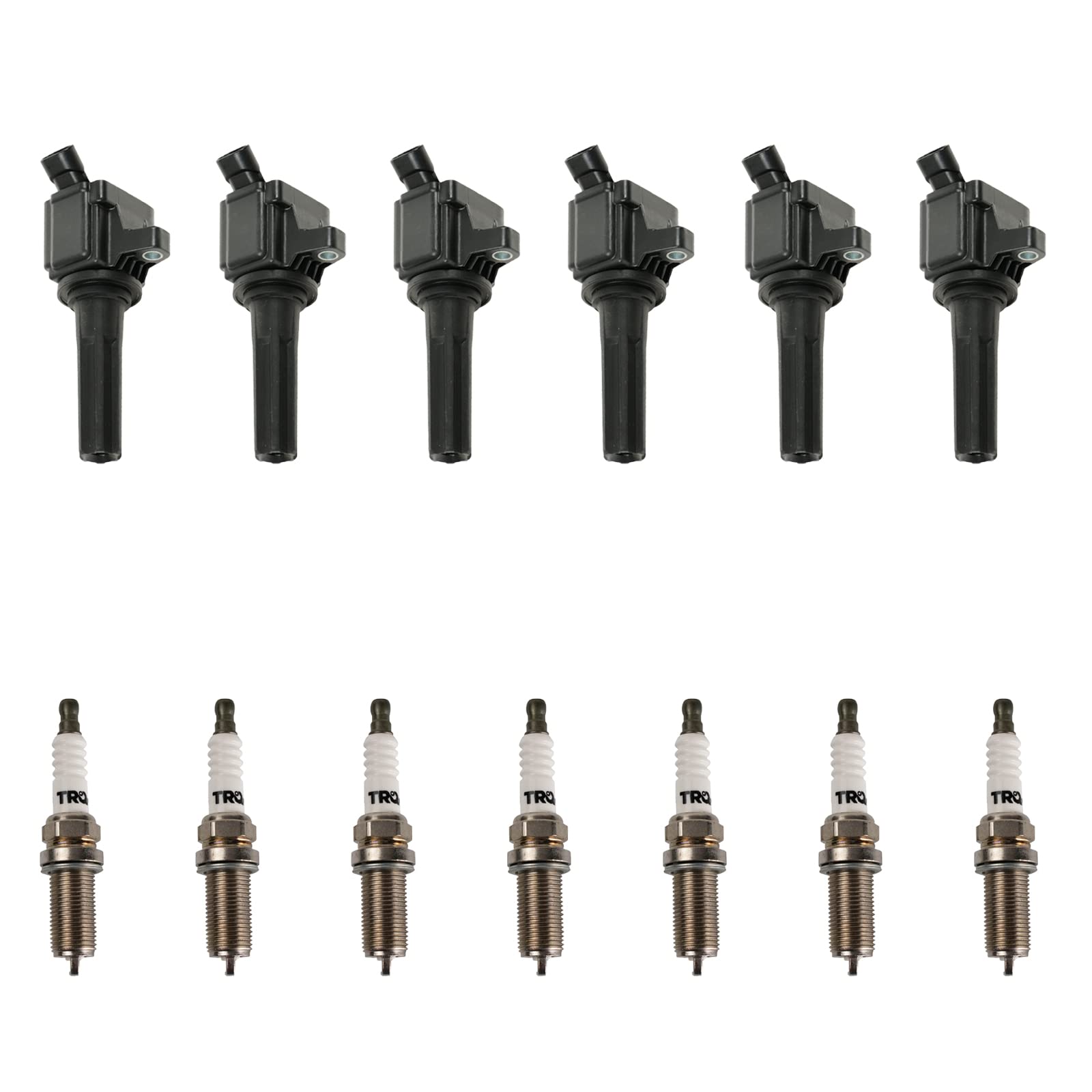 TRQ Ignition Coil & Spark Plug Kit - Compatible with 2006-2007 Buick Rainier, 2006-2009 Chevy Trailblazer, GMC Envoy, Isuzu Ascender, Saab 9-7x - Engine Performance Upgrade for Smooth Starts & Better Fuel Efficiency