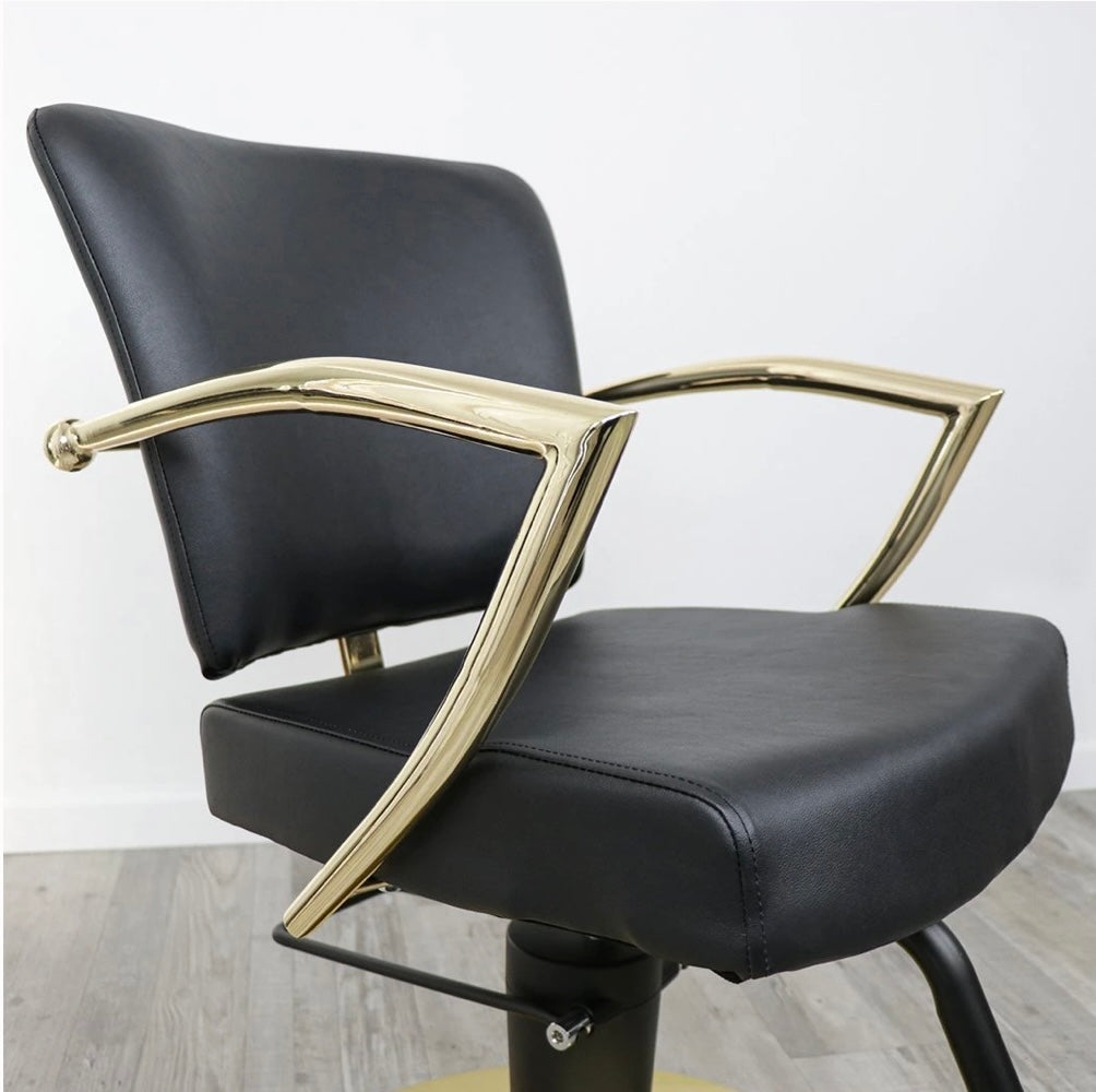 Premium Manhattan Gold Salon Chair - Adjustable Hydraulic Styling Chair for Hairdressers & Barbers - Perfect for Salons, Spas & Home Use