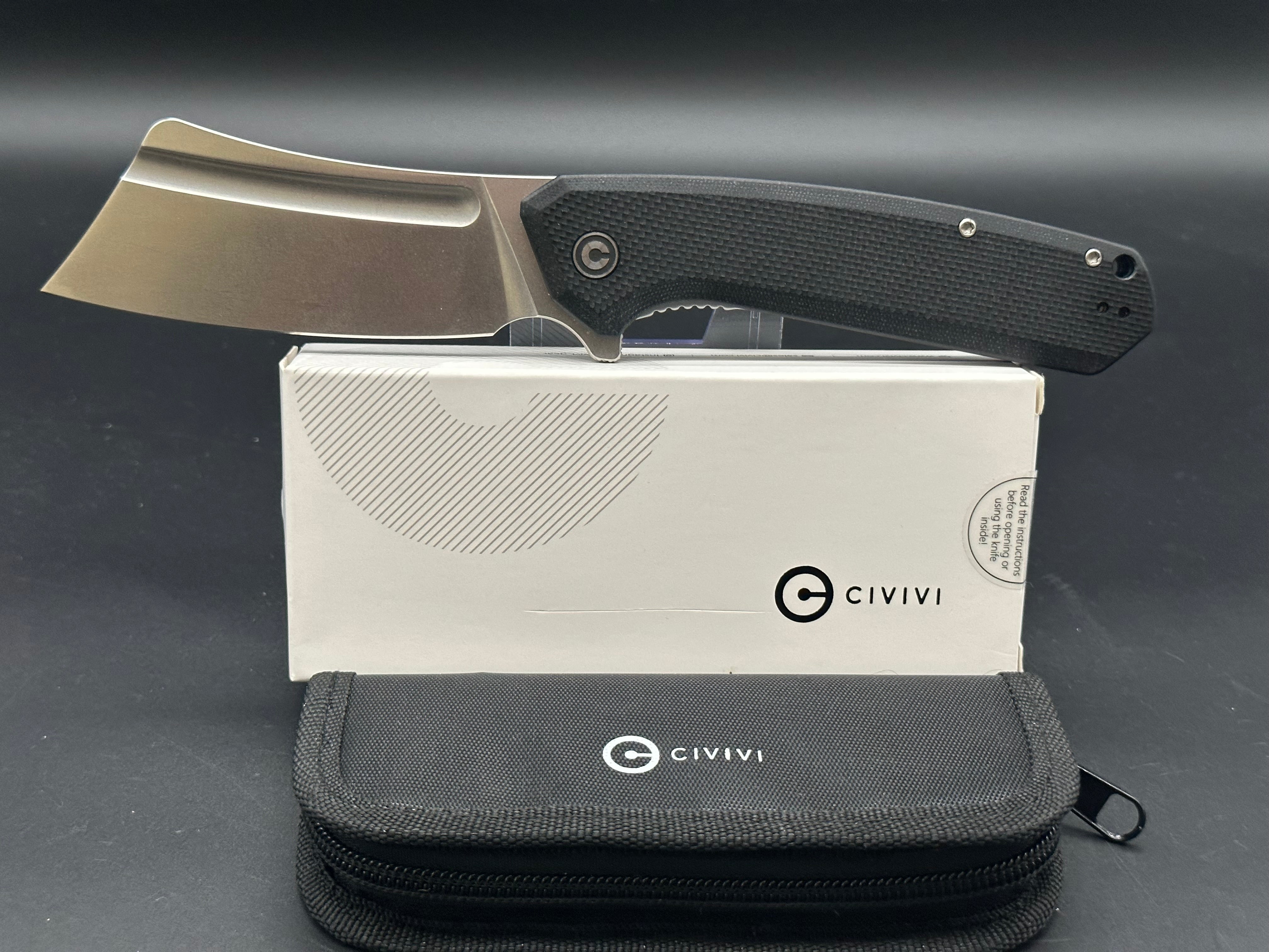 CIVIVI Bullmastiff Liner Lock Folding Knife - Black G10 Handle, D2 Steel Blade - EDC Pocket Knife for Camping, Hiking & Outdoor Adventures