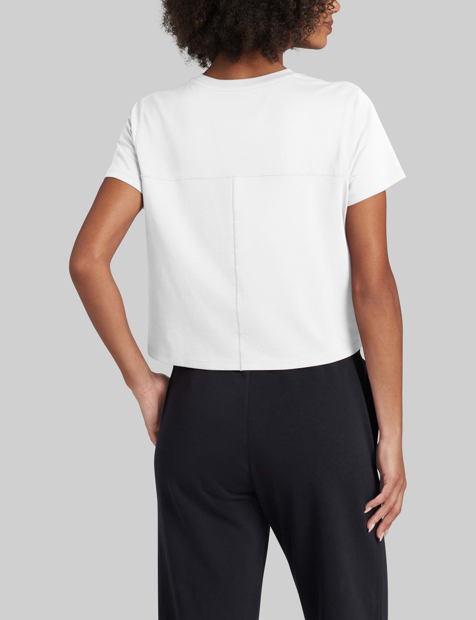 Women's Second Skin Not Too Cropped Crew Neck T-Shirt - Soft Stretchy Fitted Basic Tee for Everyday Wear | Perfect for Layering, Casual Outfits & Work from Home