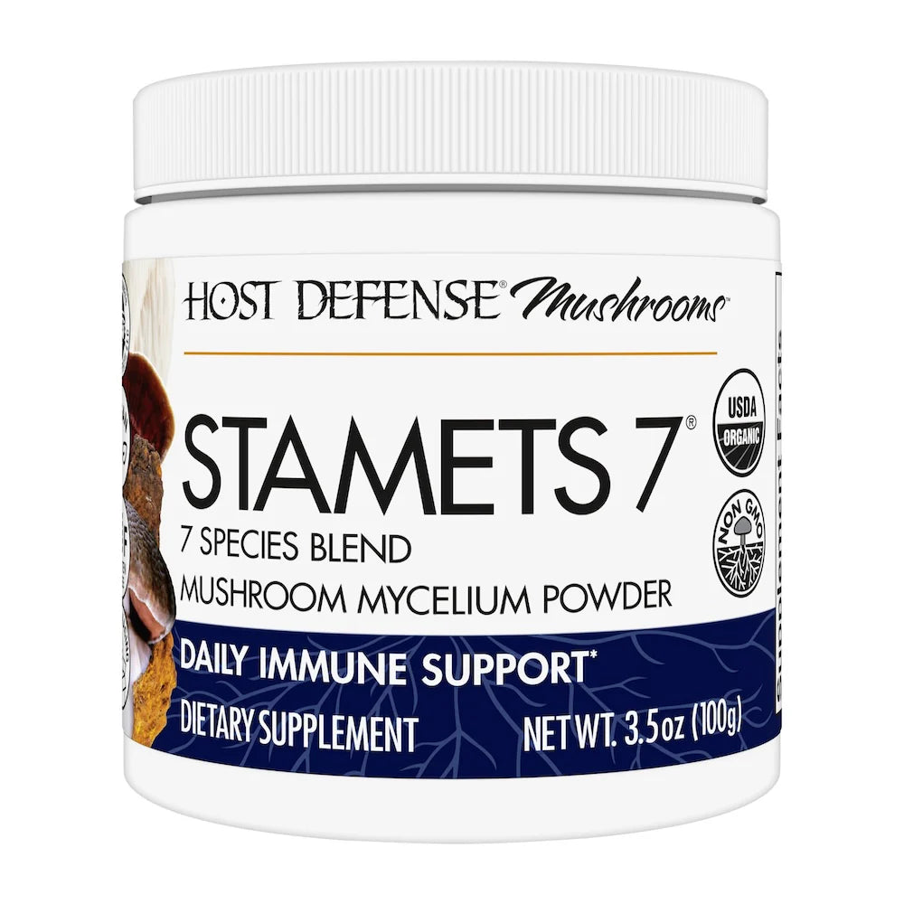 Host Defense Stamets 7® Organic Mushroom Mycelium Powder - Immune Support Supplement for Daily Wellness & Energy Boost