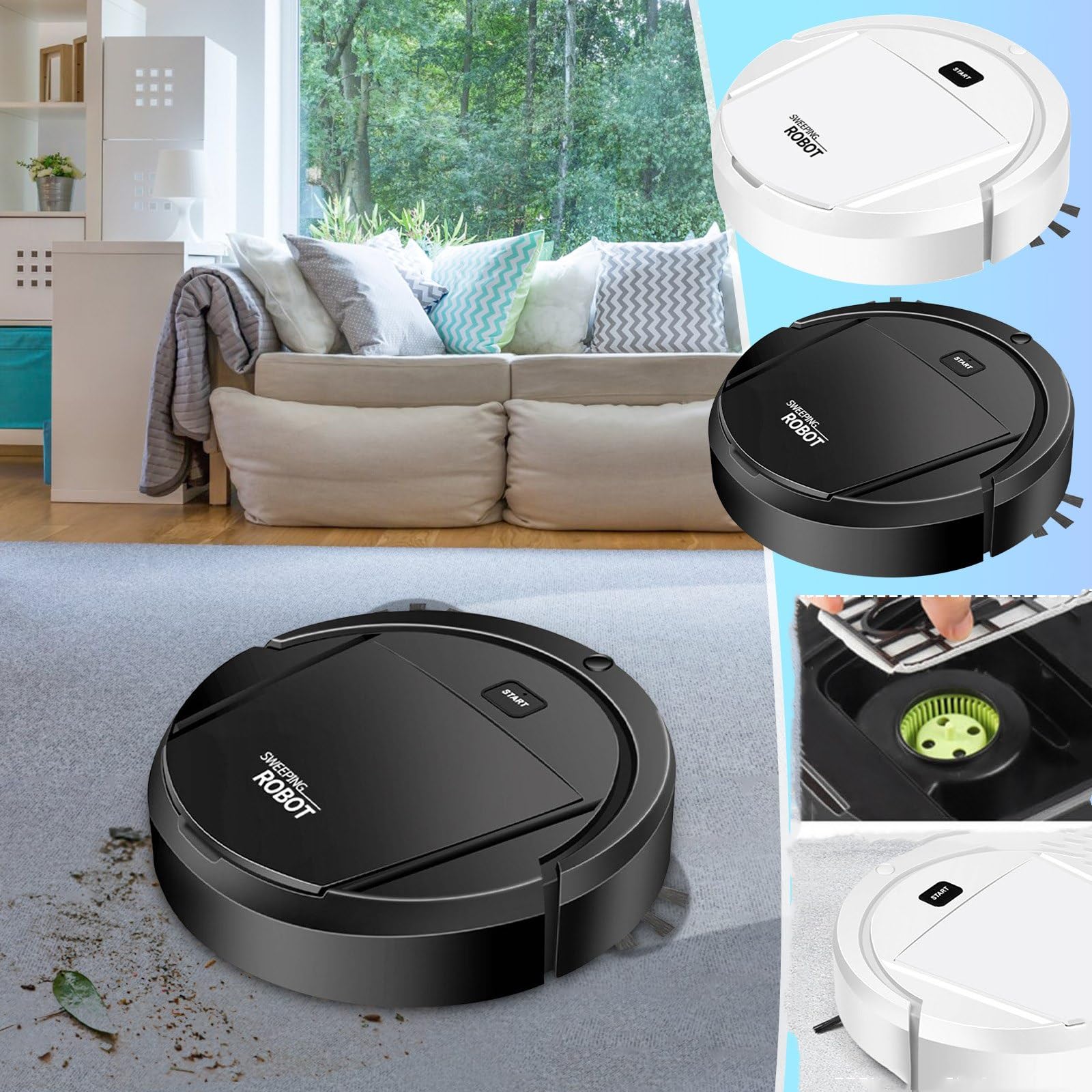 3-in-1 Robot Vacuum and Mop Combo - Smart Cleaning, Sweeping & Mopping for Hard Floors, Pet Hair & Low-Pile Carpets | Ultra-Thin, Low-Noise Design | Perfect for Home, Office & Pet Owners