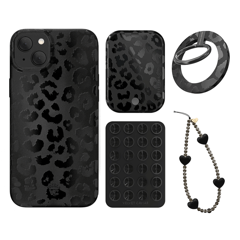 Black Leopard iPhone Case with Grip - Stylish & Secure Phone Cover for iPhone 13/14/15 Pro Max - Perfect for Work, Travel & Everyday Protection