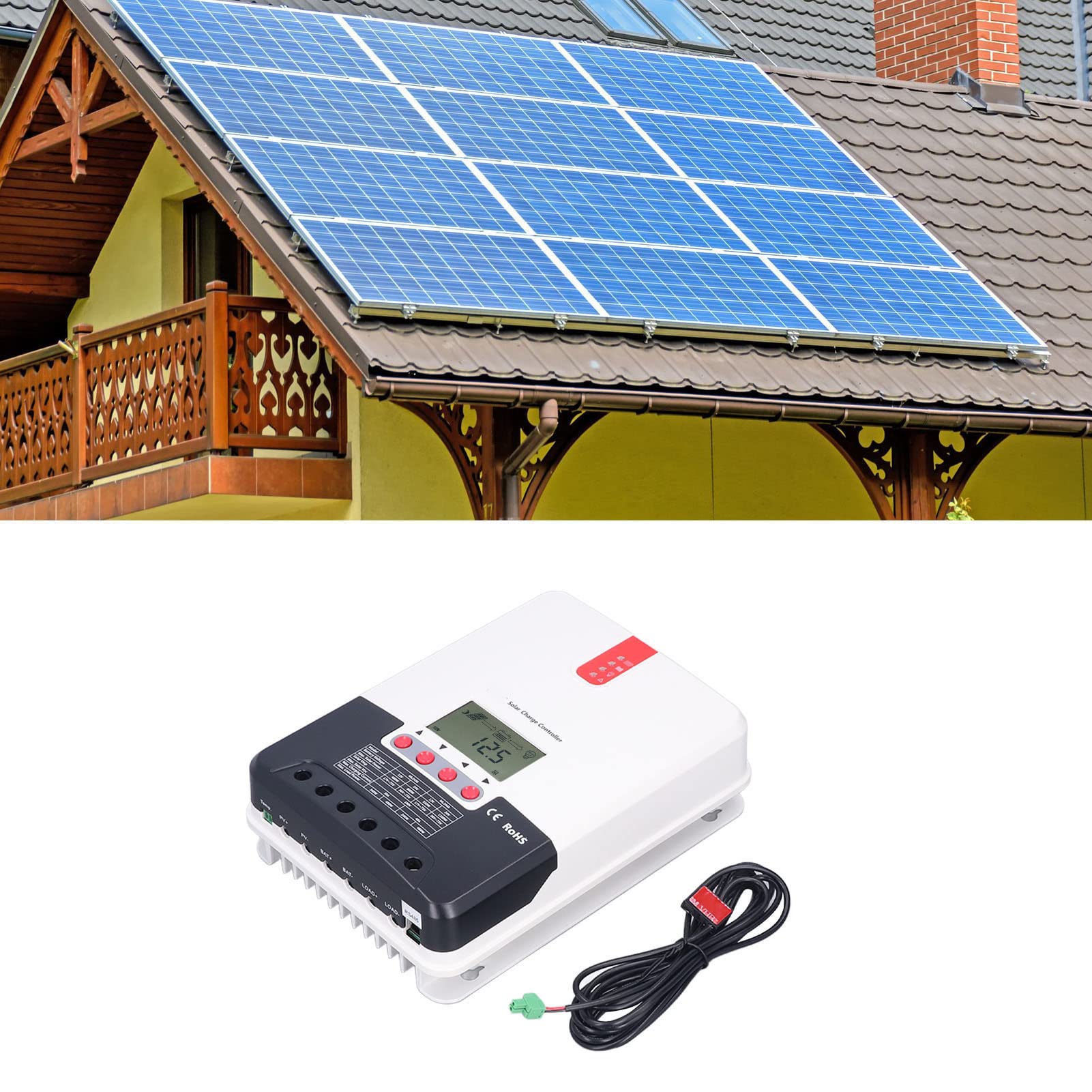 Qiilu 30A MPPT Solar Charge Controller - Waterproof Solar Battery Regulator for RV, Boat, Off-Grid System | Efficient Energy Management for Solar Panels, Camping & Marine Applications