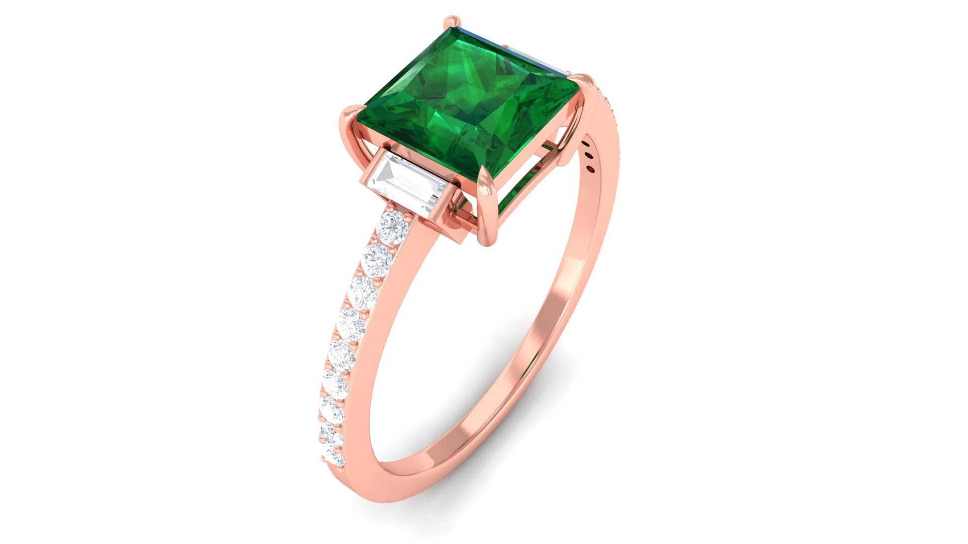 1.5 CT Lab-Created Emerald & Moissanite Engagement Ring in 14K Solid Gold - Classic Solitaire Style for Weddings, Proposals & Anniversary Gifts