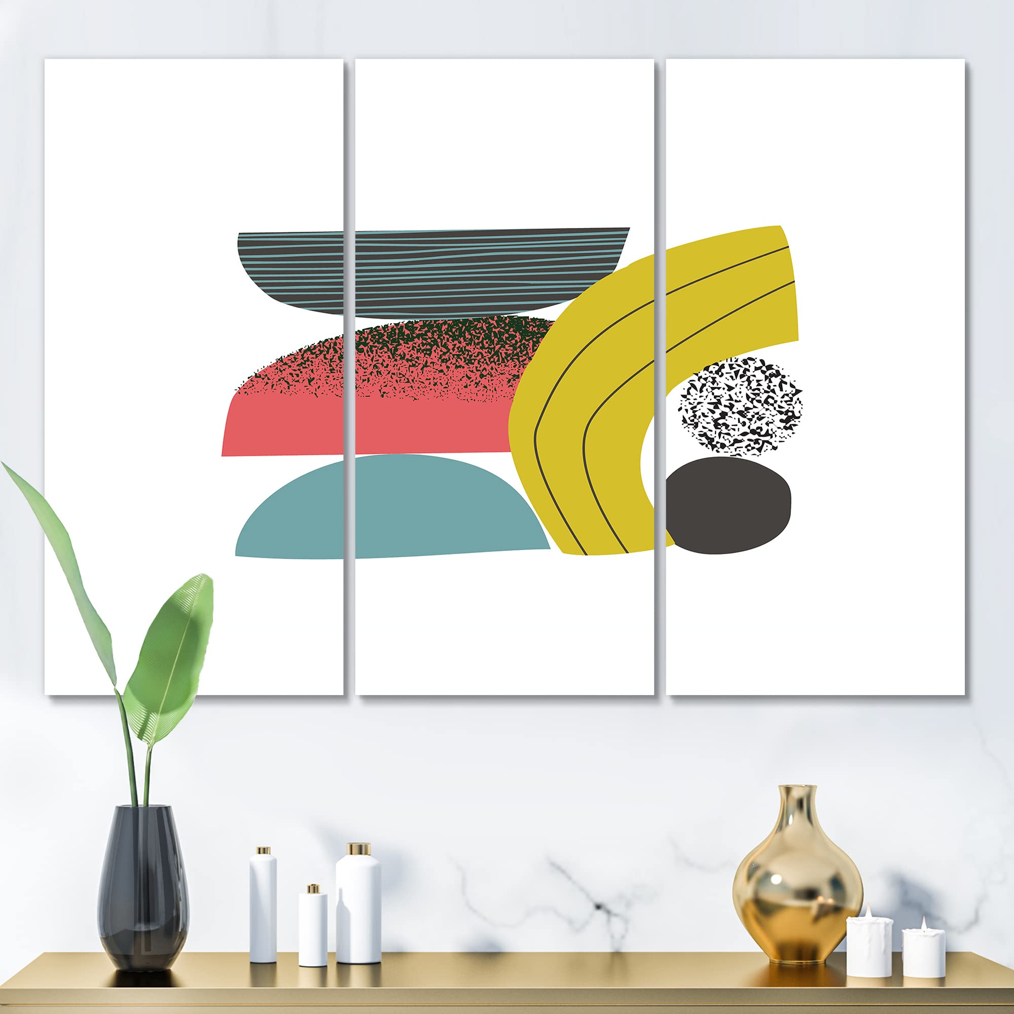 DesignQ Colorful Geometric Abstract Art Canvas Print - Modern Wall Decor for Living Room, Bedroom & Office - Handmade Contemporary Artwork for Home & Office Interior Design