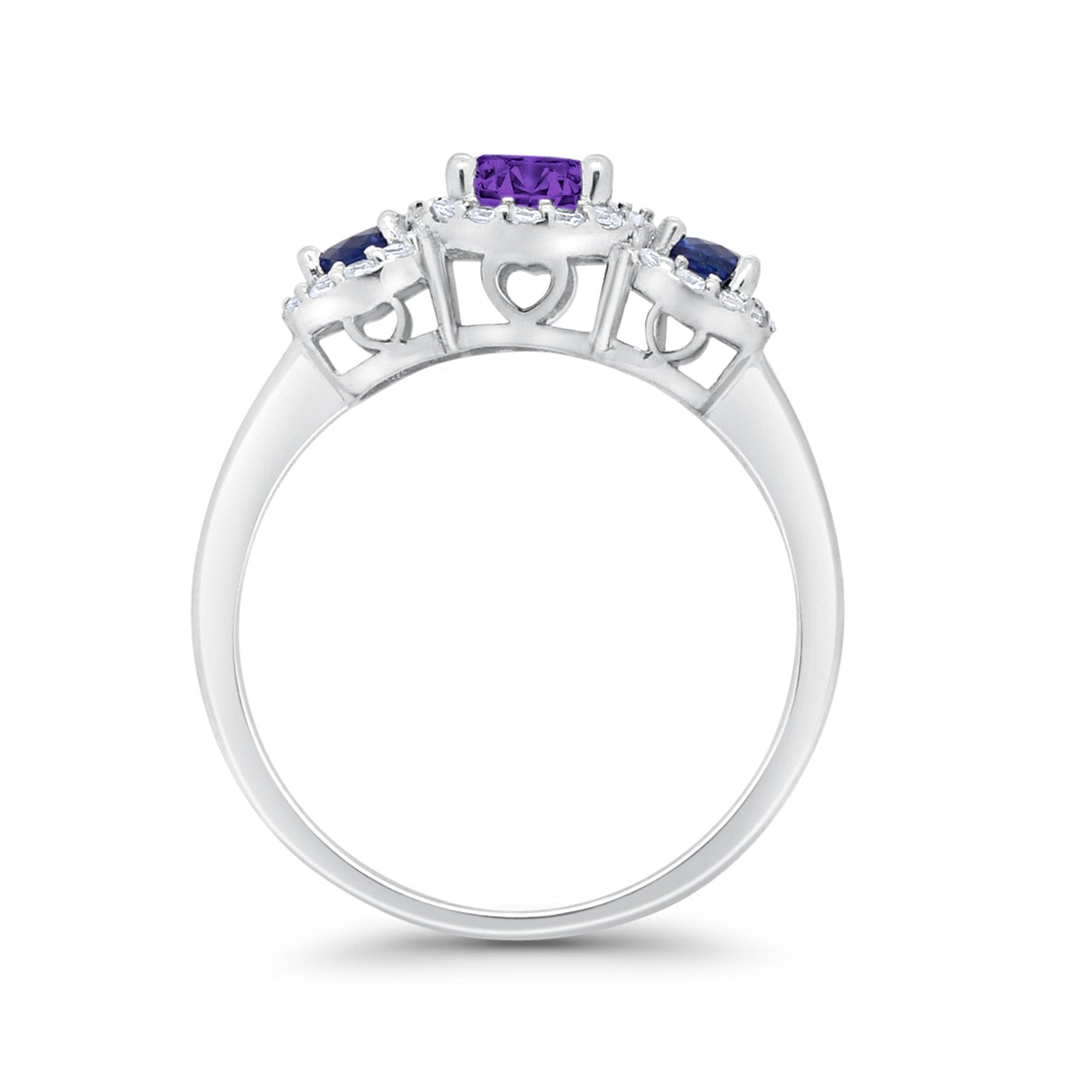 3 Stone Wedding Engagement Ring - Round Cubic Zirconia 925 Sterling Silver (Choose Color) - Perfect for Proposals, Anniversaries & Special Occasions