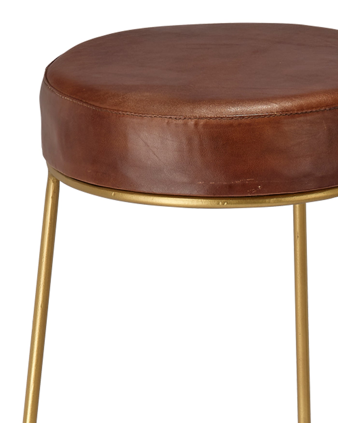 Henry Round Leather Bar Stool - Modern PU Leather Counter Height Stool with Chrome Base - Perfect for Kitchen Island, Breakfast Nook & Home Bar Decor