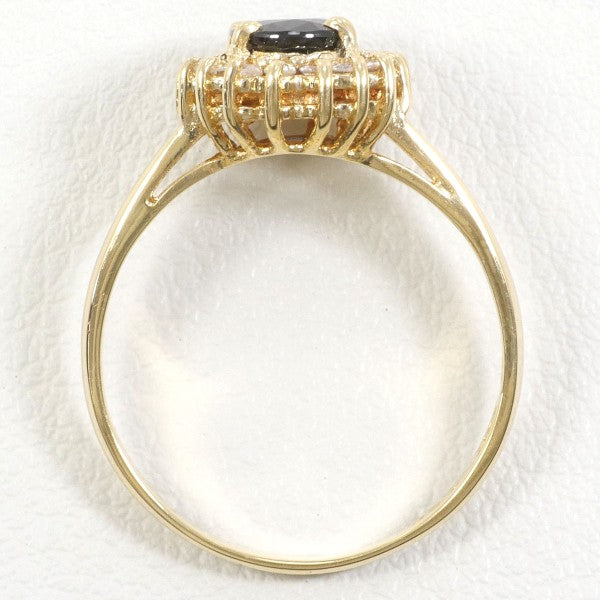 18K Yellow Gold Sapphire and Diamond Ring for Women - Elegant Blue Sapphire Engagement Ring with Sparkling Diamonds - Perfect for Proposals, Anniversaries, and Special Occasions