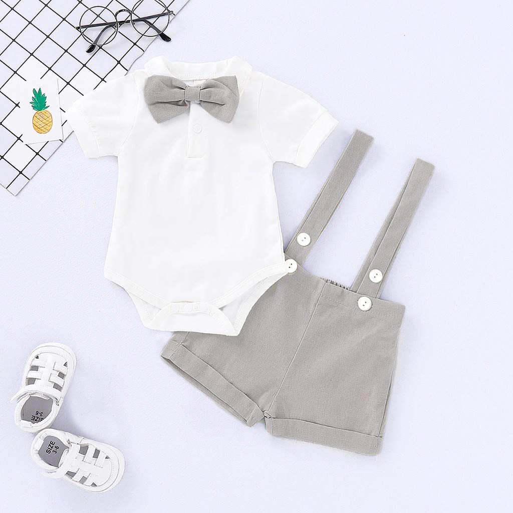 Baby Boys Summer Outfits Set - Bow Shirts & Shorts for Gentlemen Style | Newborn & Toddler Playtime