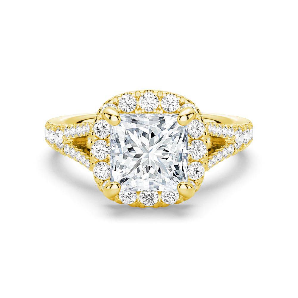 Princess Cut Split Shank Moissanite Halo Engagement Ring - 1.5ct Diamond Alternative Wedding Ring for Women, Proposal Gift, Anniversary Jewelry (Perfect for Bridal, Valentine's Day & Special Occasions)