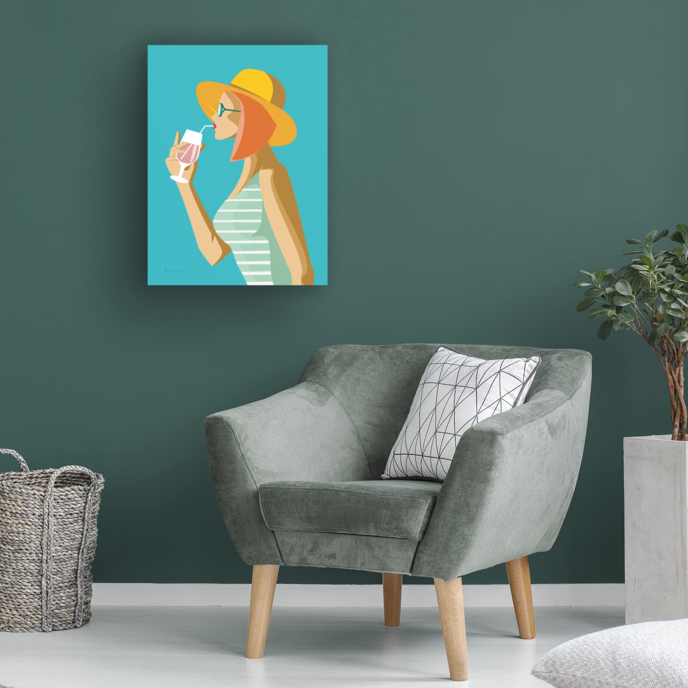Omar Escalante 'Summer Girl I' Canvas Wall Art Print - 35x47 Inches - Modern Home Decor for Living Room, Bedroom & Office