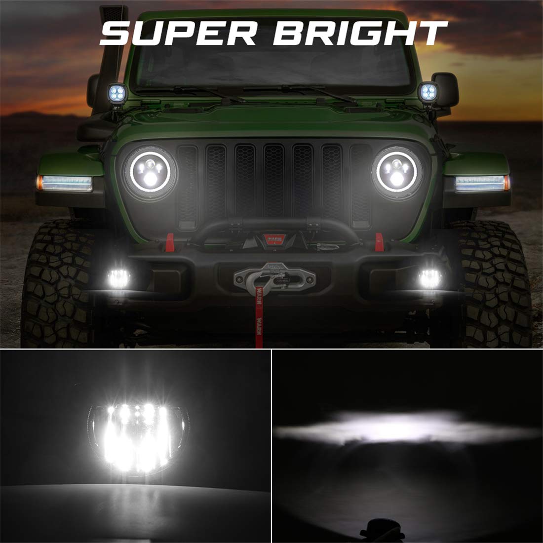 Kiwi Master OEM Style LED Fog Lights for Jeep Gladiator 2018-2025 & Jeep Wrangler JL/4xe Willys Sahara Rubicon - Waterproof Bumper Light Assembly Kit (Pair) - Perfect for Off-Roading, Night Driving, and Adventure Accessories