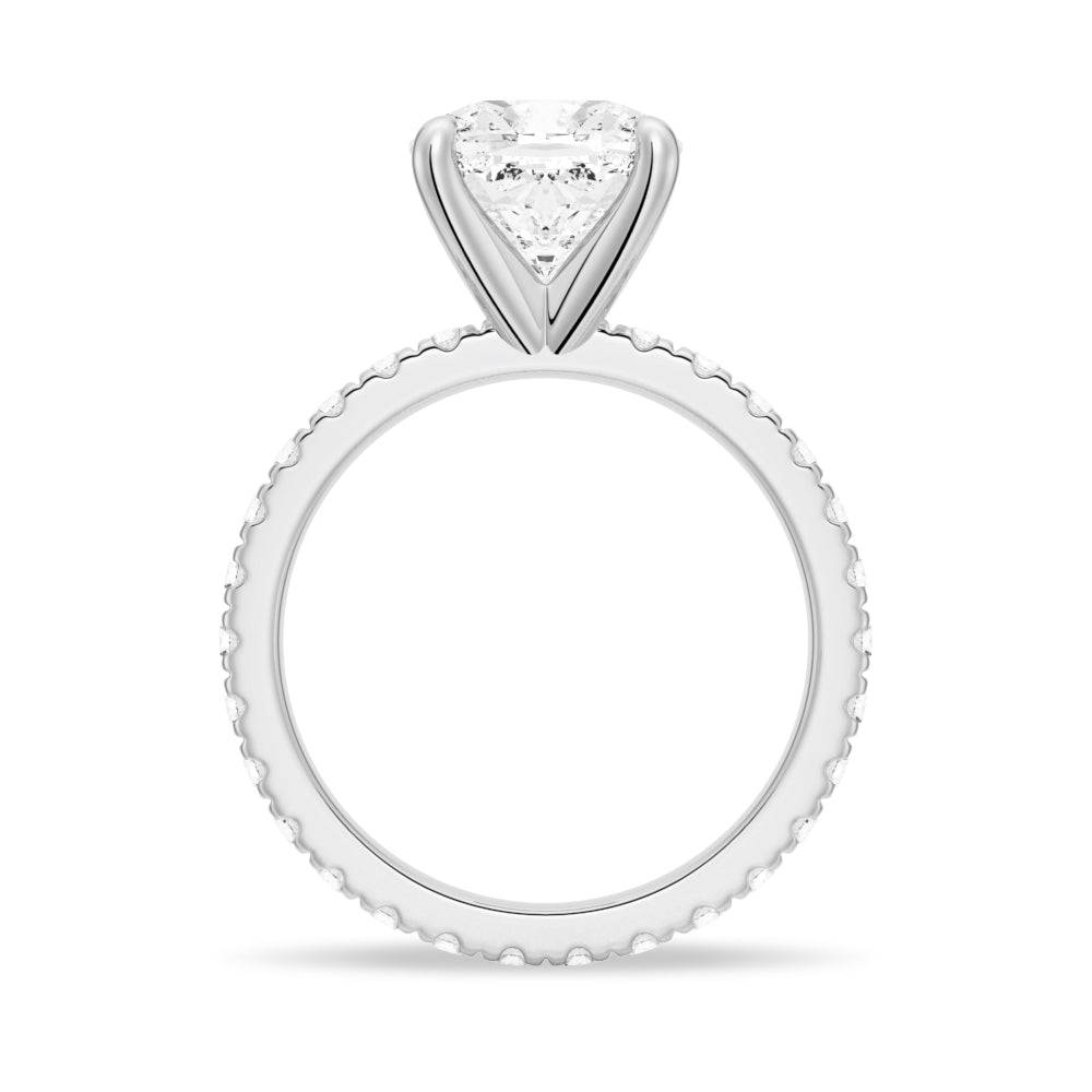 Stunning Cushion Cut Moissanite Engagement Ring with Eternity Pave Band - Perfect for Proposals, Anniversaries & Bridal Jewelry