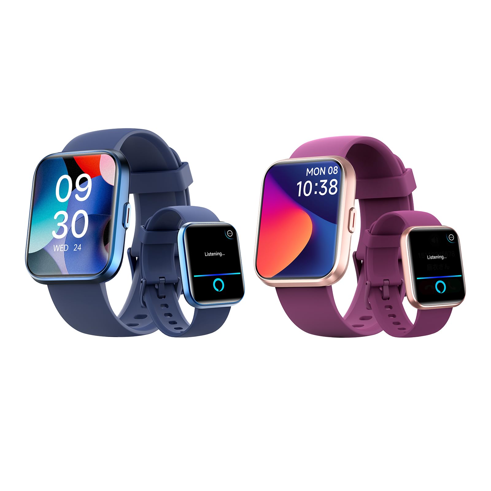 Fitpolo W208 Plus Smart Watch for Women - Fitness Tracker with Heart Rate Monitor, Sleep Tracking, Compatible with Android & iPhone (Dblue+Purple) - Perfect for Workouts, Running & Daily Activity Tracking