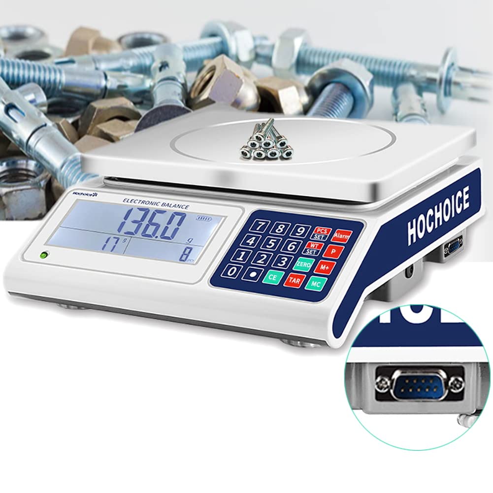 High Precision 0.1g Digital Counting Scale - 33lb/15kg Capacity Industrial & Coin Weighing Scale with RS232 Port for Jewelry, Pharmacy, and Laboratory Use