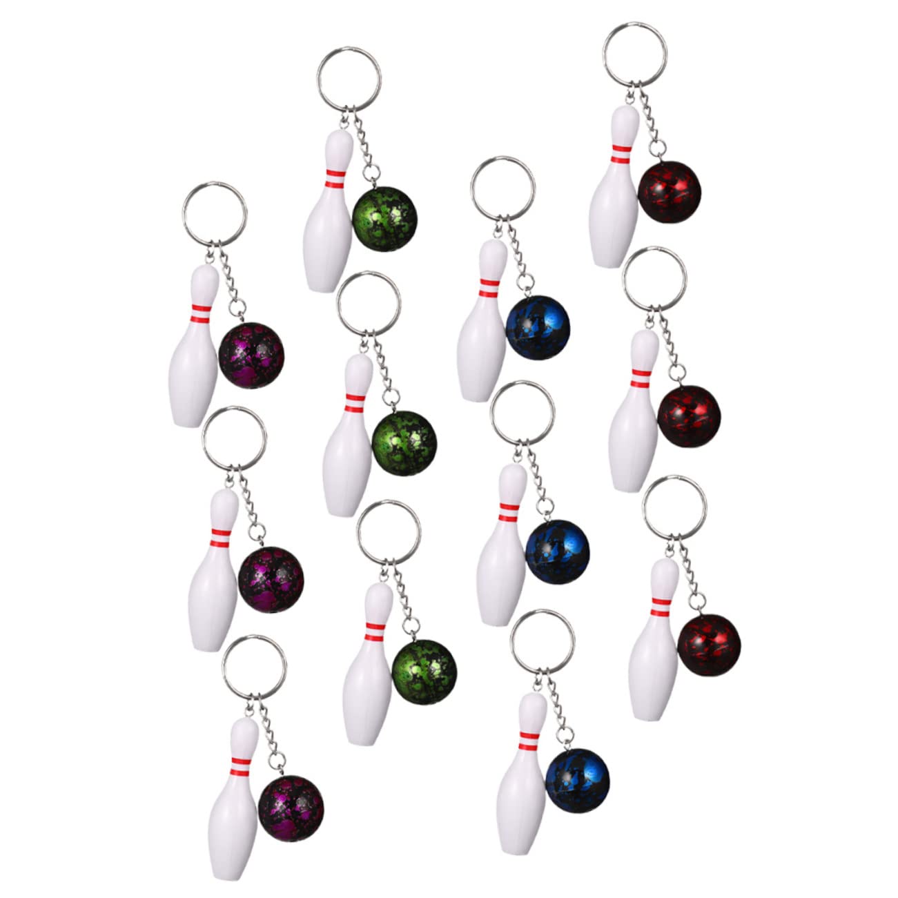 SKISUNO 36 Pcs Bowling Keychain Set - Cute Sports Theme Metal Key Rings for Keys, Bags & Gifts - Perfect for Bowling Enthusiasts, Party Favors & Team Sports Accessories