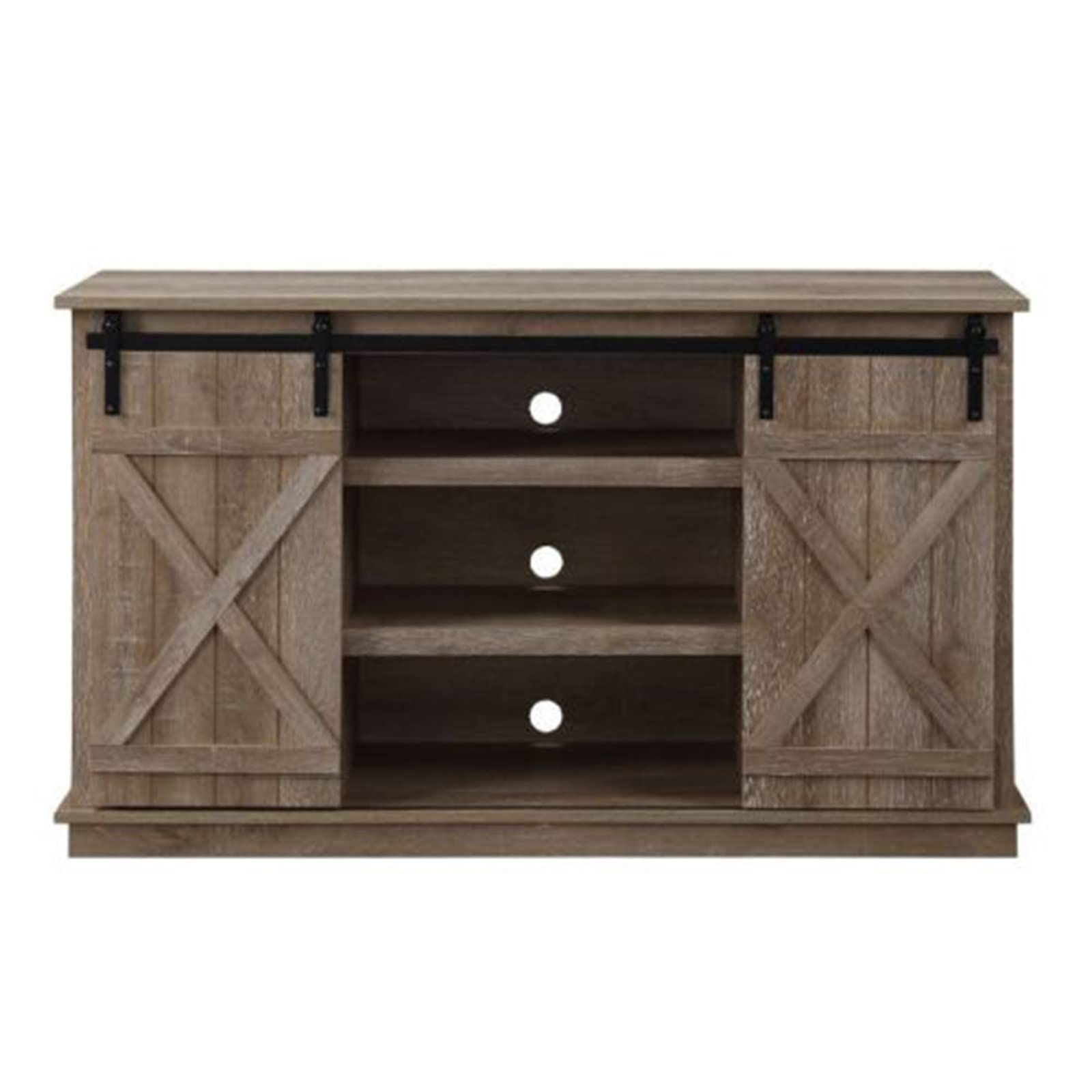 HEMOTONE Solid Oak Veneer TV Stand - Modern Farmhouse Style TV Cabinet with Rustic Finish for Living Room & Bedroom - Perfect for 55-75 Inch Flat Screen TVs, Entertainment Centers & Home Theater Setups
