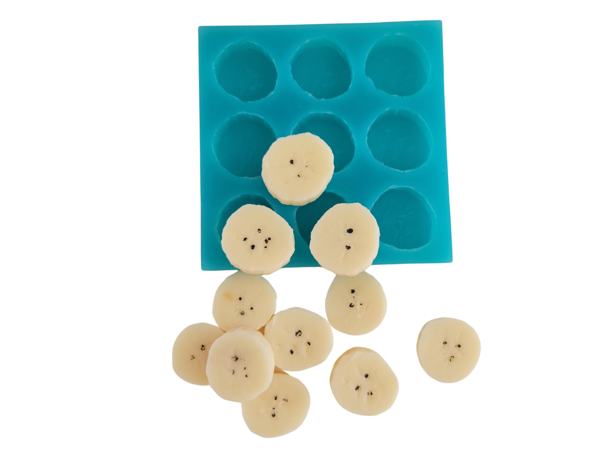 Premium Banana Slices Silicone Mold - 9 Cavity Non-Stick Baking Tray for Wax Melts, Resin Crafts, Soap Making & Chocolate - Perfect for DIY, Candle Making & Home Decor Projects
