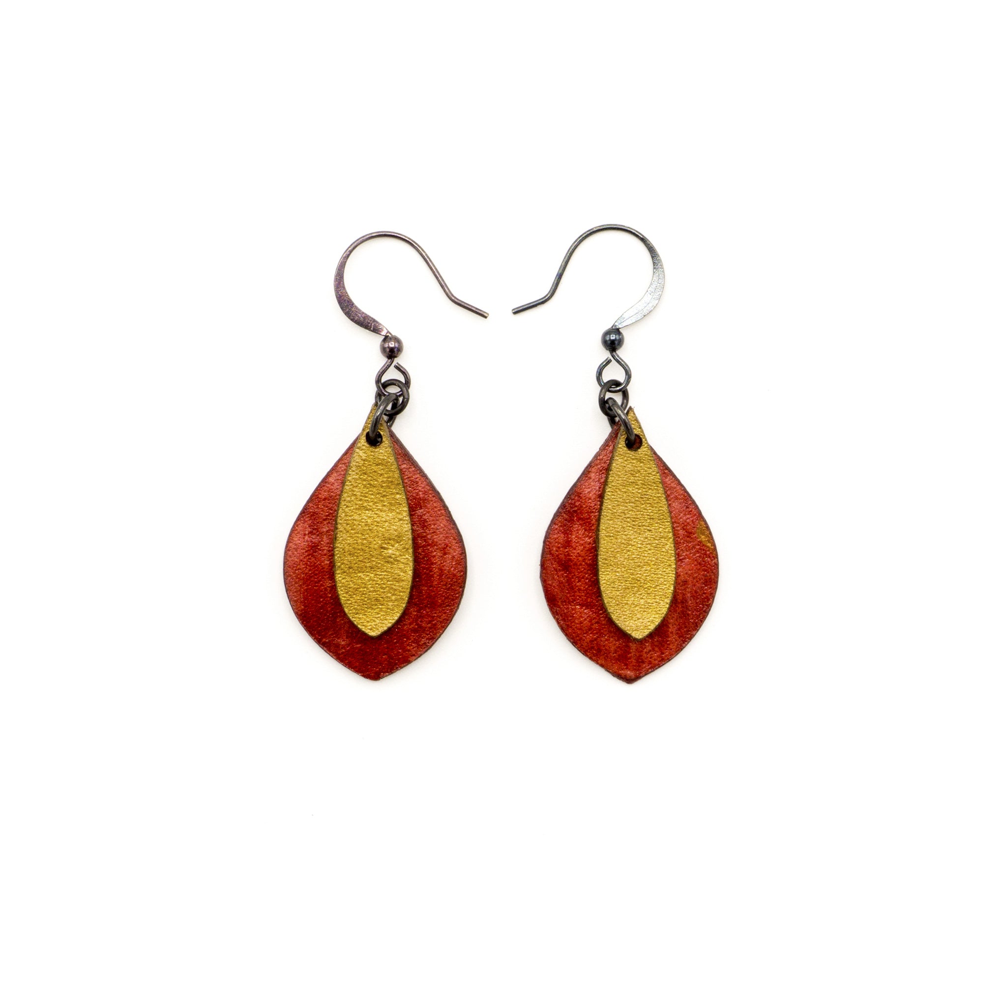 Elegant Red Pearl & Gold Leather Earrings for Women | Handmade Boho Dangle Drop Earrings | Perfect for Parties, Weddings & Everyday Wear