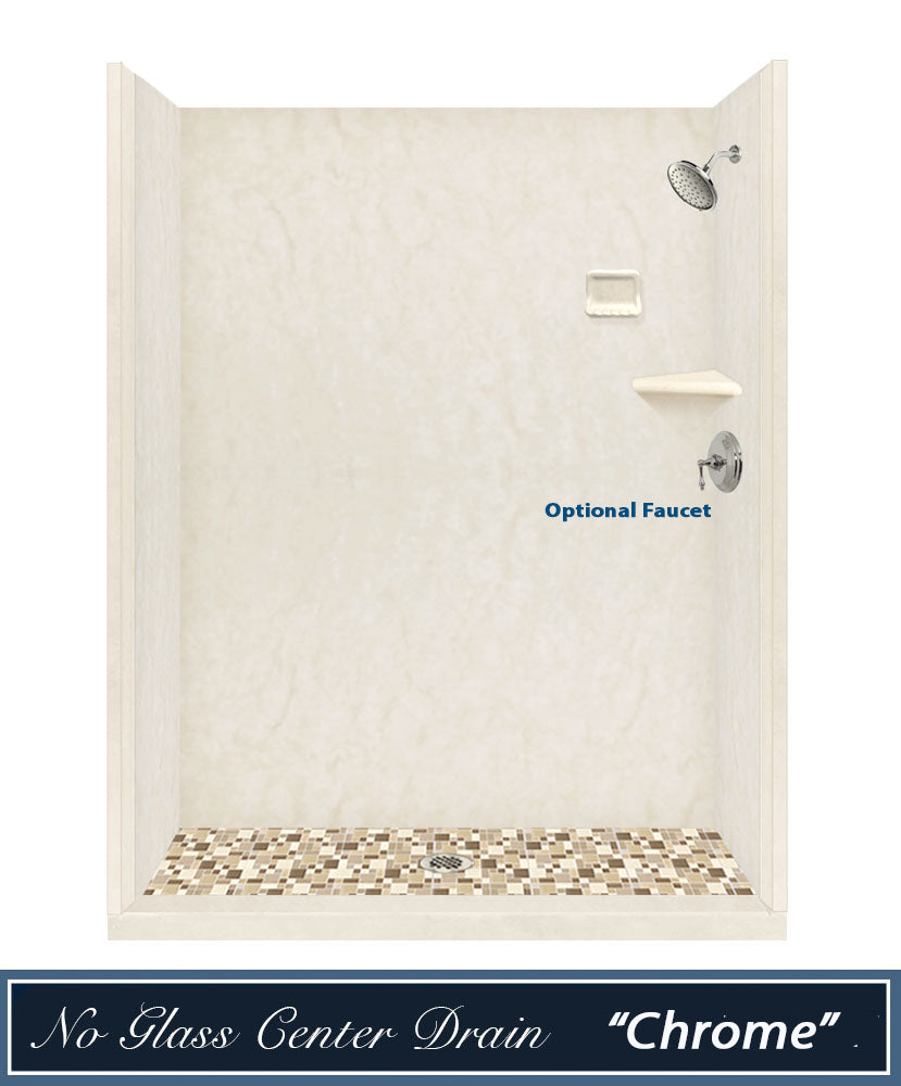 Premium Rafe Marble Alcove Shower Kit with 3 Accent Options (Liner Optional) - Luxury Bathroom Upgrade for Modern Homes & Spa-Like Experience