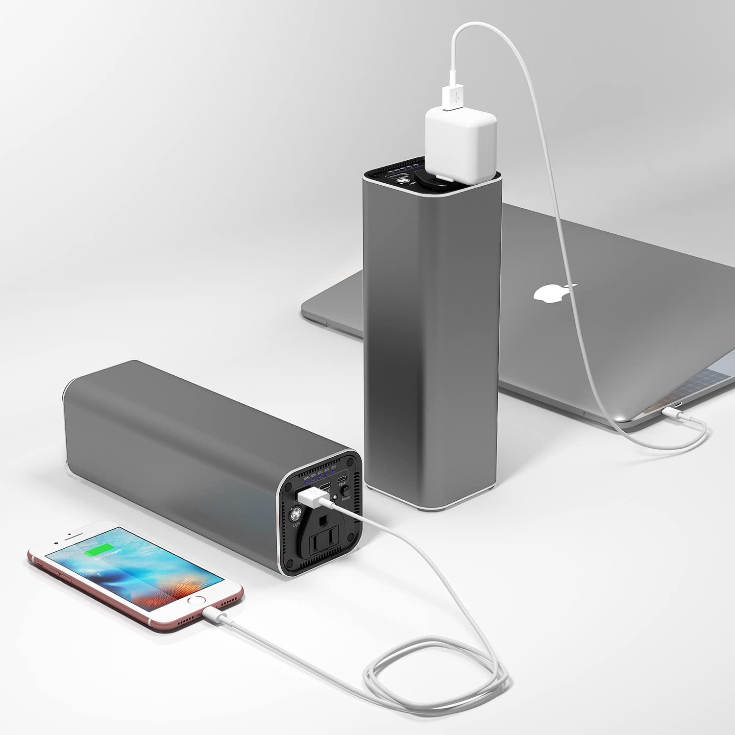 31200mAh 100W Portable Laptop Charger with AC Outlet - Universal Power Bank for MacBook, iPhone, Samsung, HP, Dell, Lenovo - Perfect for Travel, Business Trips & Remote Work