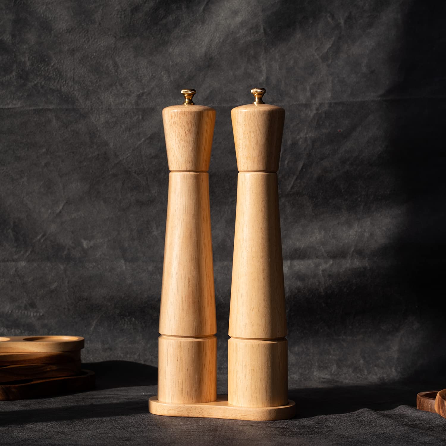 DeroTeno Wooden Salt & Pepper Grinder Tray - 6cm, Table Protector for Dining