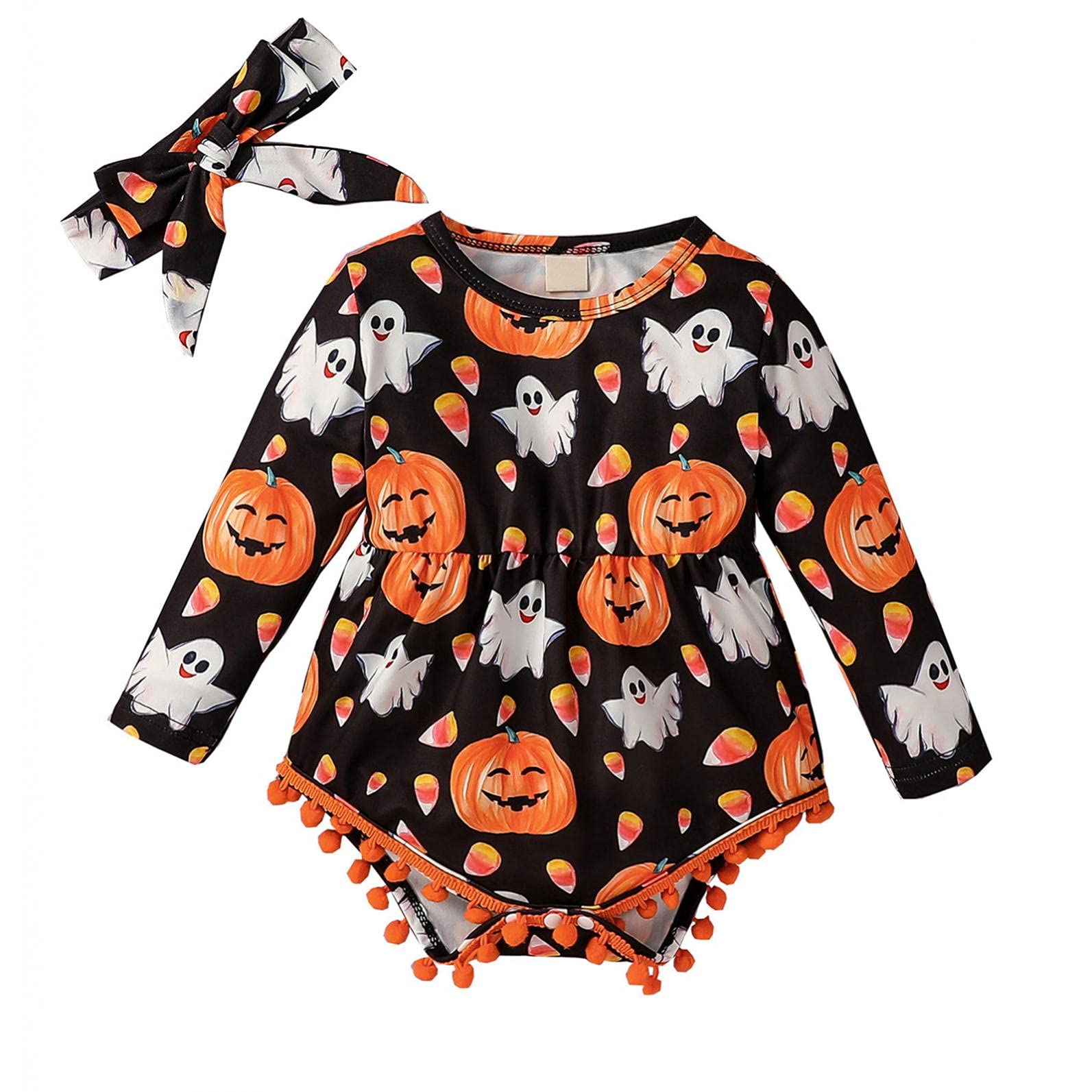 0-24 Months Baby Halloween Costume - Cute Cartoon Romper with Headband for Boys & Girls | Fall & Winter Outfits for Parties, Photo Shoots & Trick-or-Treating