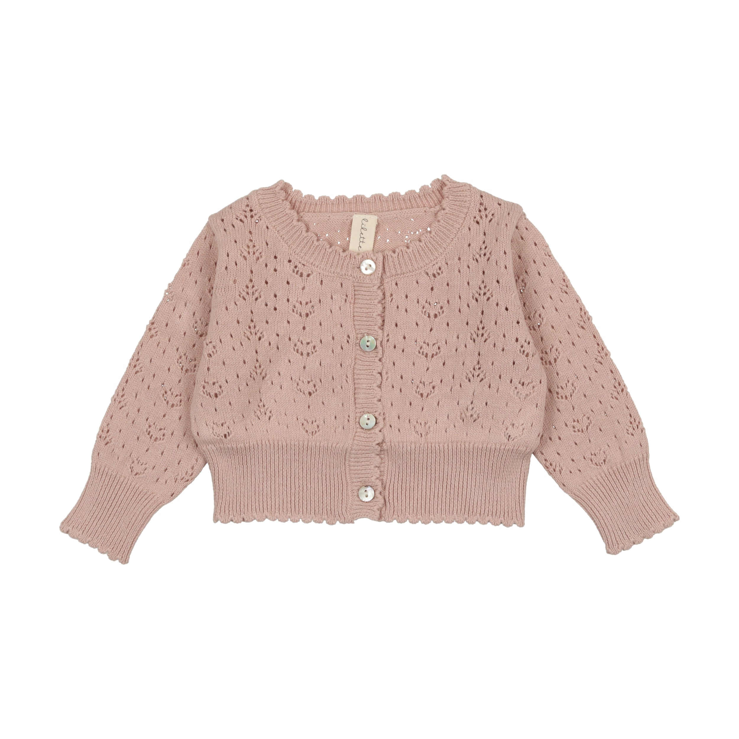 Lilette Women's Pink Heart Open Knit Cardigan - Soft & Stylish Lightweight Sweater for Spring & Fall Layering