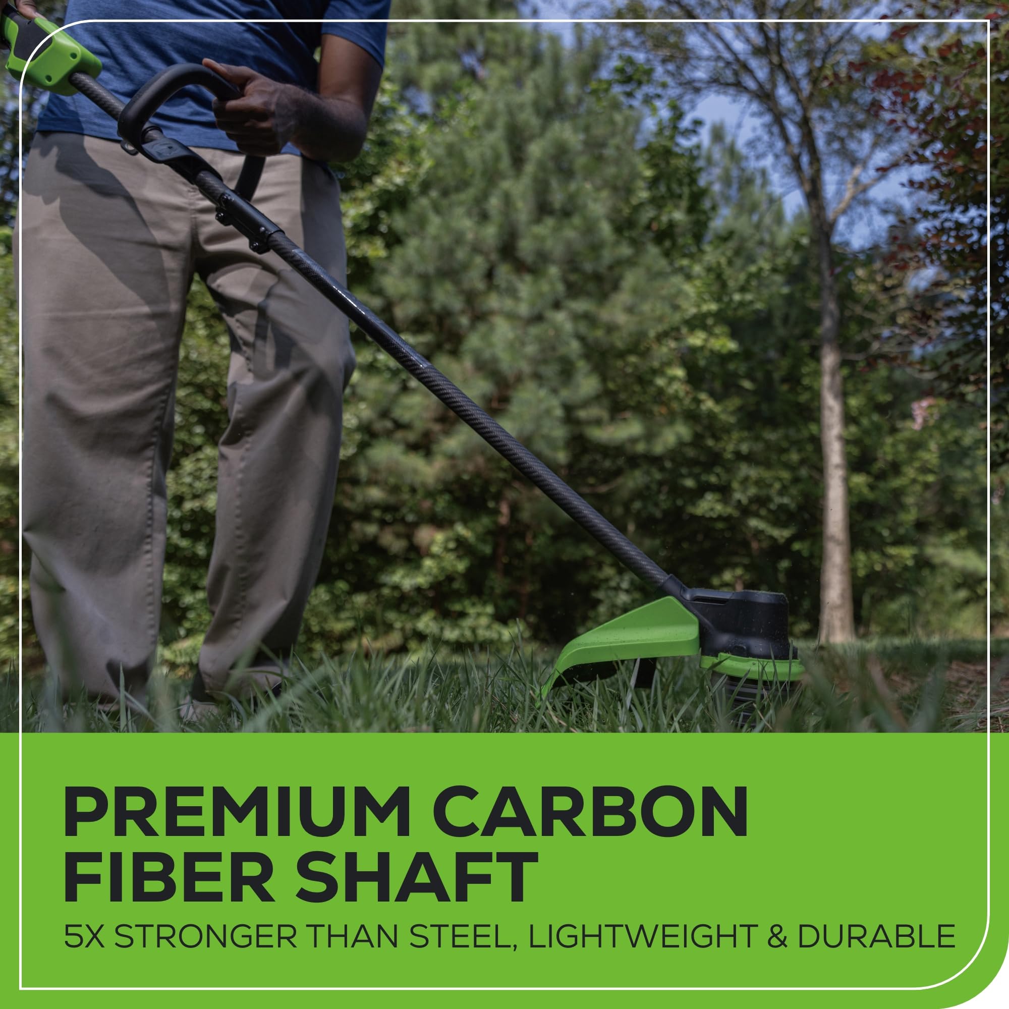Greenworks 80V 16-Inch Brushless Cordless String Trimmer with Carbon Fiber Shaft - Includes 2.0Ah Battery & Fast Charger - Perfect for Lawn Edging, Weed Control & Yard Maintenance
