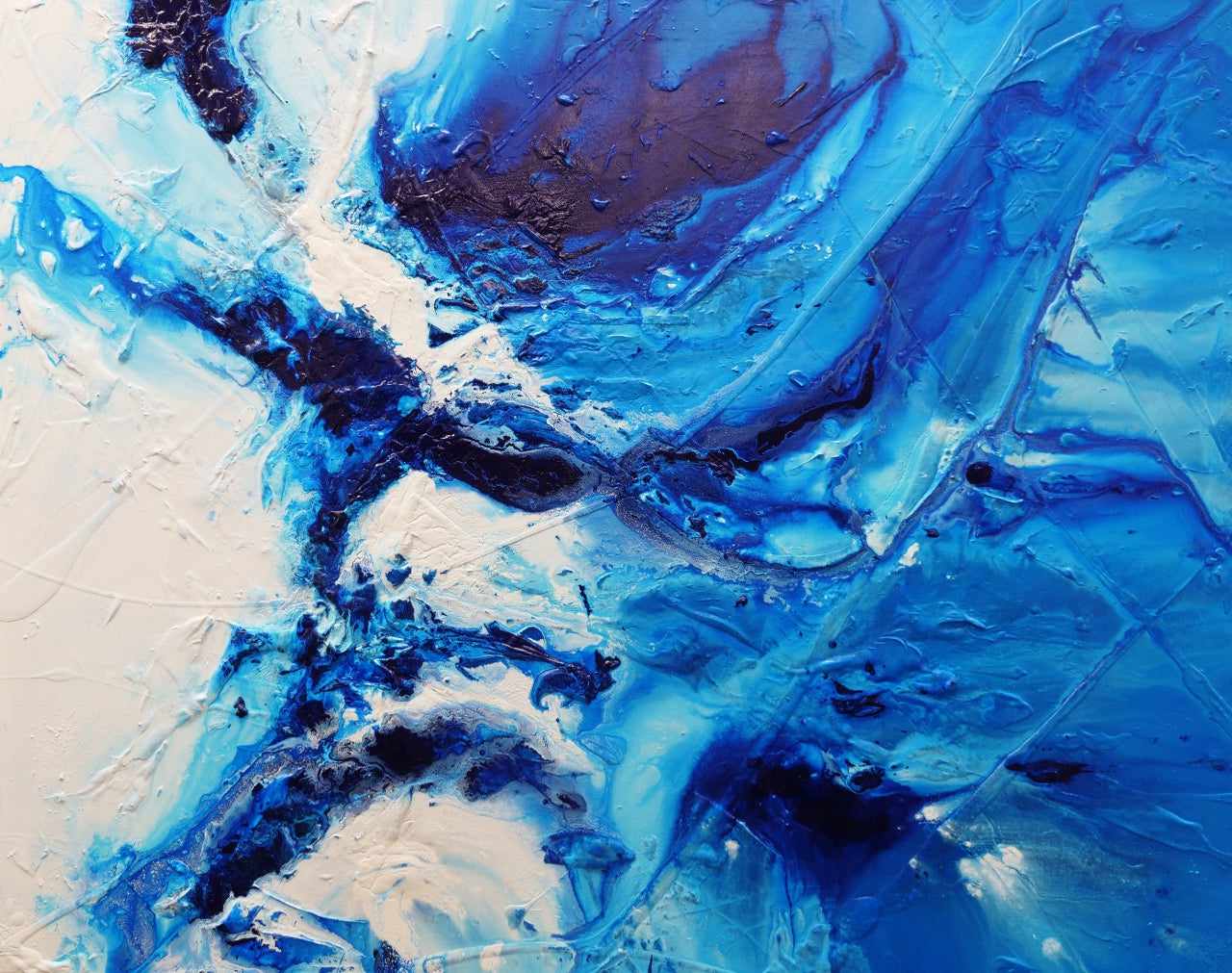 120cm x 150cm Sapphire Spell Textured Abstract Wall Art Painting - Modern Blue Canvas Art for Living Room, Bedroom & Office Decor