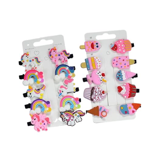 Samyak 20-Pack Rainbow Unicorn Ice Cream Hair Clips for Girls - Cute Toddler Hair Barrettes & Baby Hair Accessories - Perfect for Parties, School, and Everyday Wear