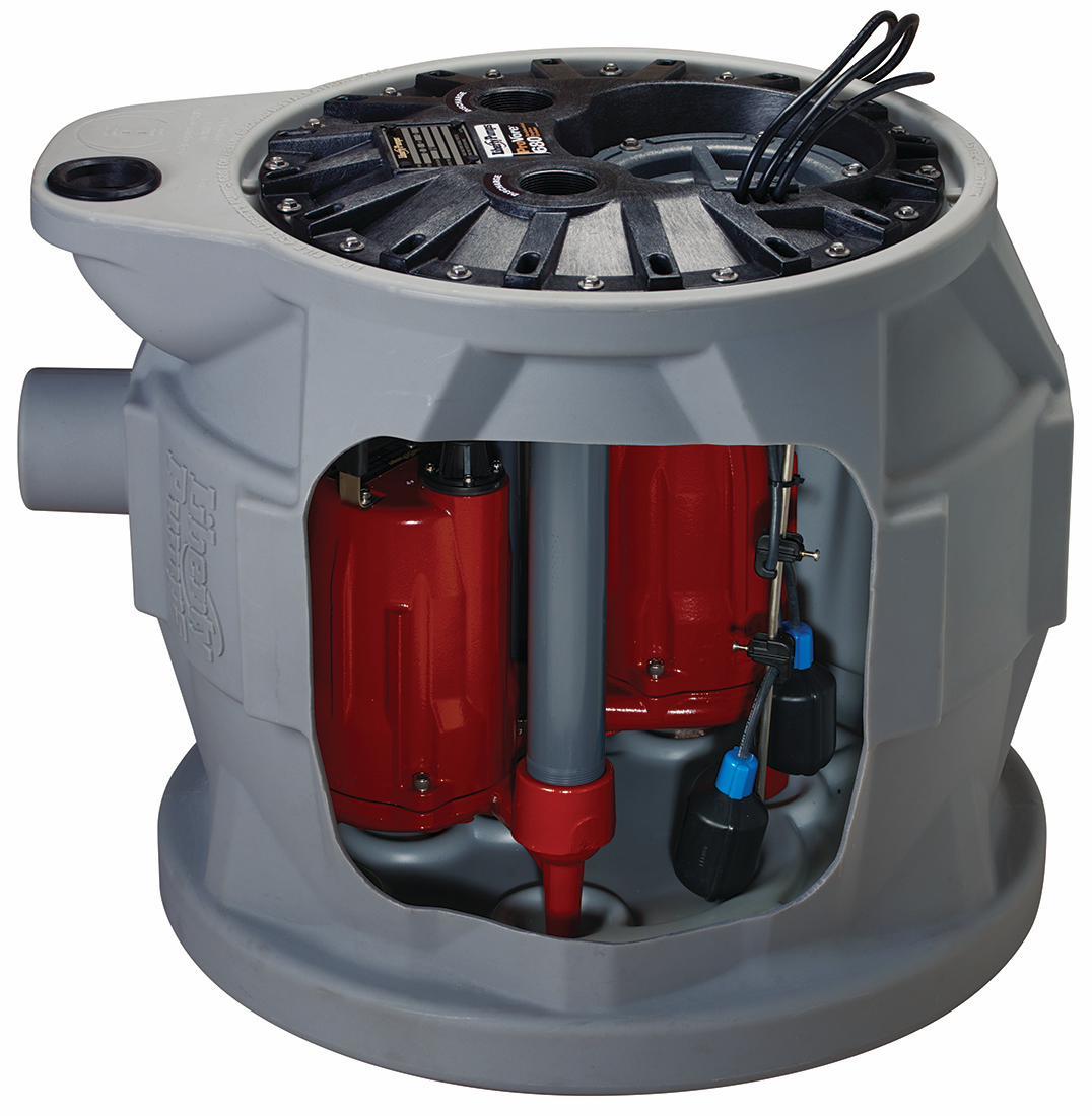Liberty Pumps ProVore Duplex Sewage Ejector Package - 1 HP, 1 Phase, 115V with 10' Cord (Model P682XPRG101) - Ideal for Basement Flooding Prevention and Wastewater Management in Residential & Commercial Properties