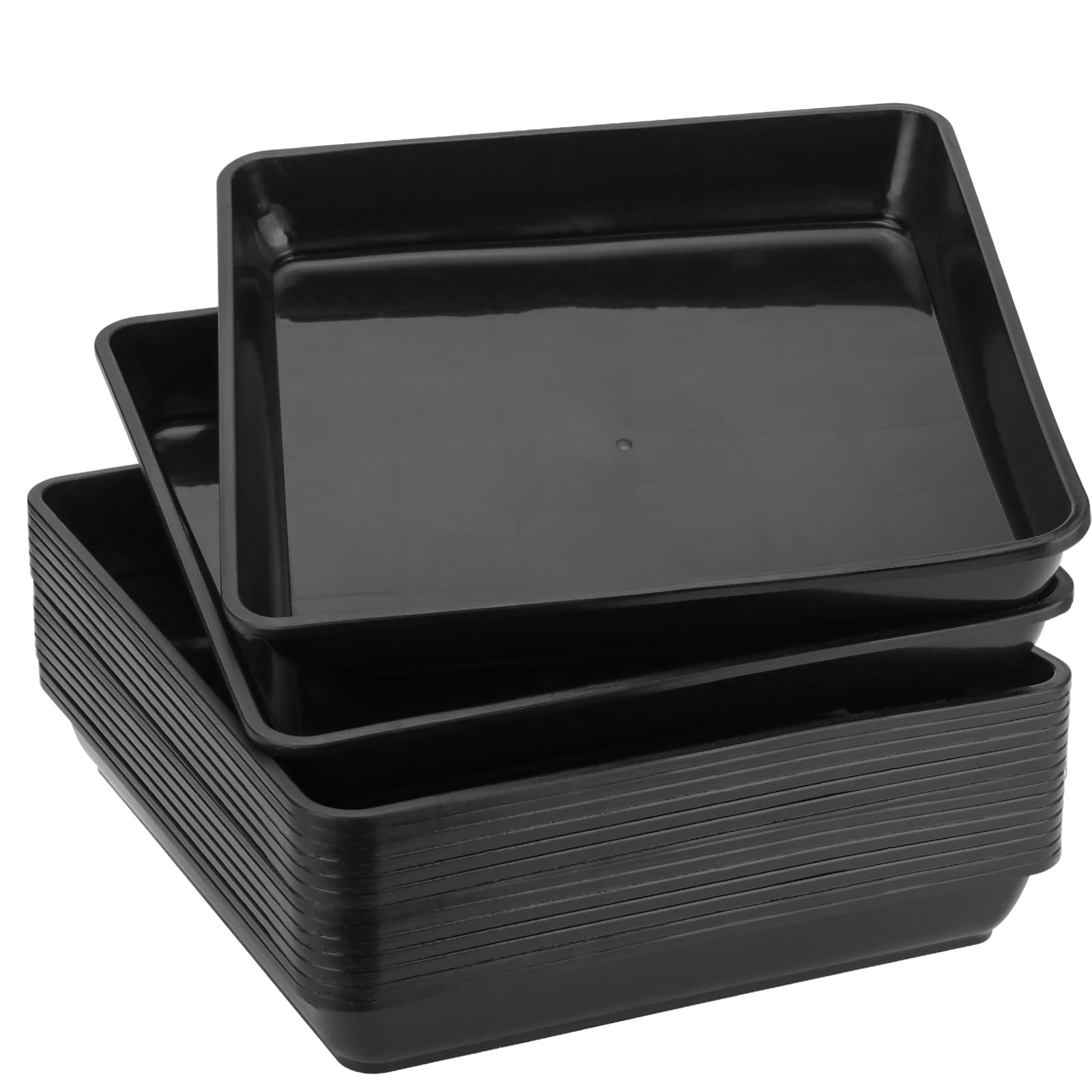 JOIKIT 15 Pack 7x7 Inch Black Plastic Plant Saucers - Square Drip Trays for Indoor & Outdoor Flower Pots (1 Inch Deep) | Perfect for Drainage Protection Under Potted Plants on Decks, Patios and Windowsills