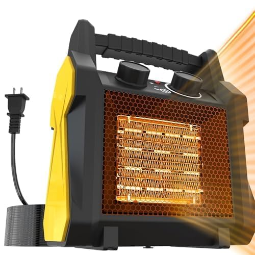 1500W Outdoor Electric Patio Heater with Overheat Protection - Yellow Space Heater for Garage, Deck, Backyard & Camping Use