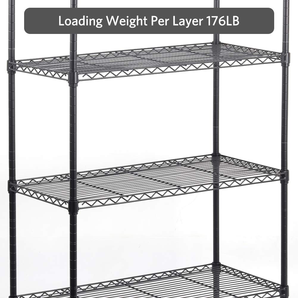Clucycia 2-in-1 Adjustable 6-Tier Wire Shelving Unit - Convertible to 3-Tier Shelves (29.52