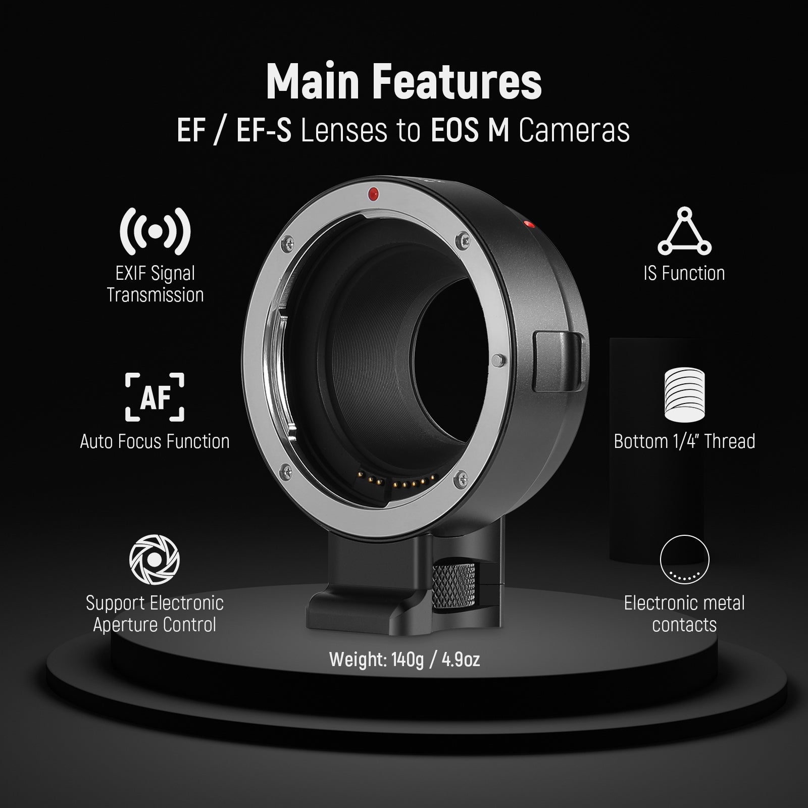 NEEWER EF to EOS M Mount Adapter for Canon EF Lens to EOS M Camera - Perfect for Photography, Videography & Travel Shooting