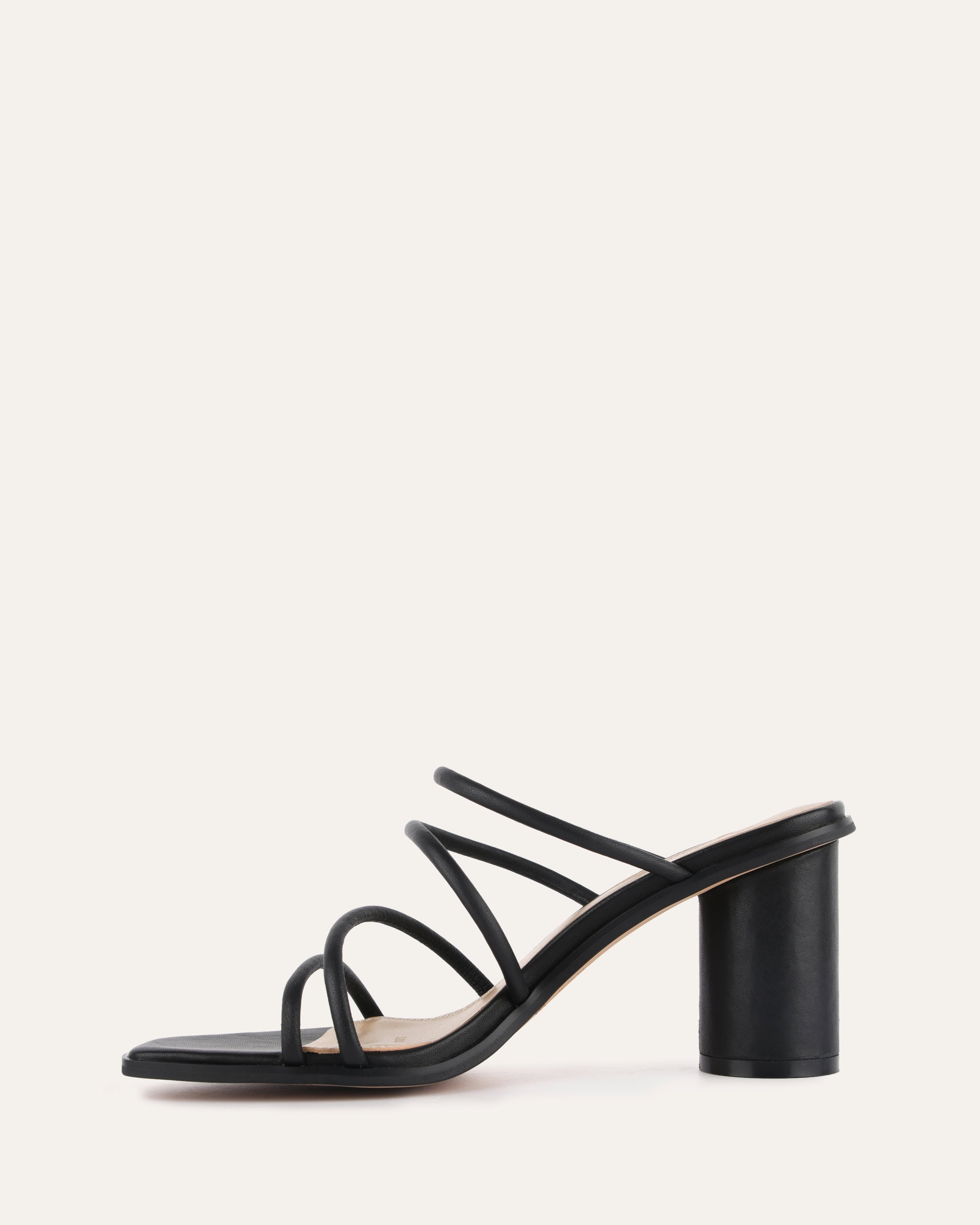 NAOMI Black Leather Mid Heel Sandals for Women - Comfortable & Stylish Summer Dress Shoes for Weddings, Parties & Office Wear