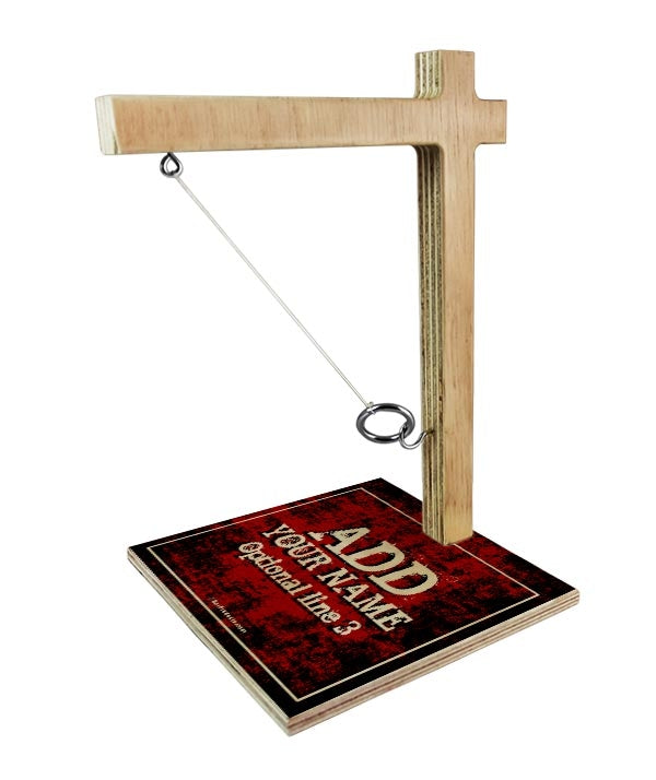 Personalized Large Tabletop Ring Toss Game - Grunge Red Wooden Board for Indoor/Outdoor Parties, Family Game Nights & Office Fun