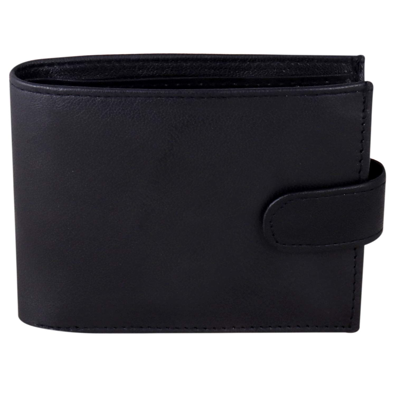 Premium Black Genuine Leather RFID Blocking Wallet for Men - Slim Bifold Card Holder with 3 Clear ID Windows & Coin Pocket - Secure Travel & Everyday Carry Wallet #335
