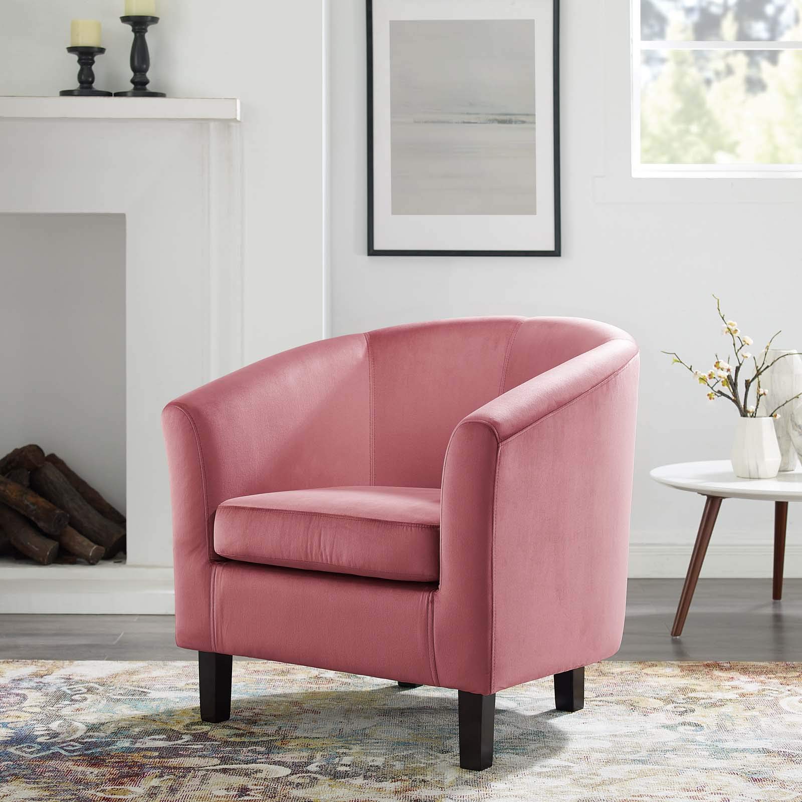 Modway Prospect Mid-Century Modern Armchair in Dusty Rose - Stylish Accent Chair for Living Room, Bedroom & Office