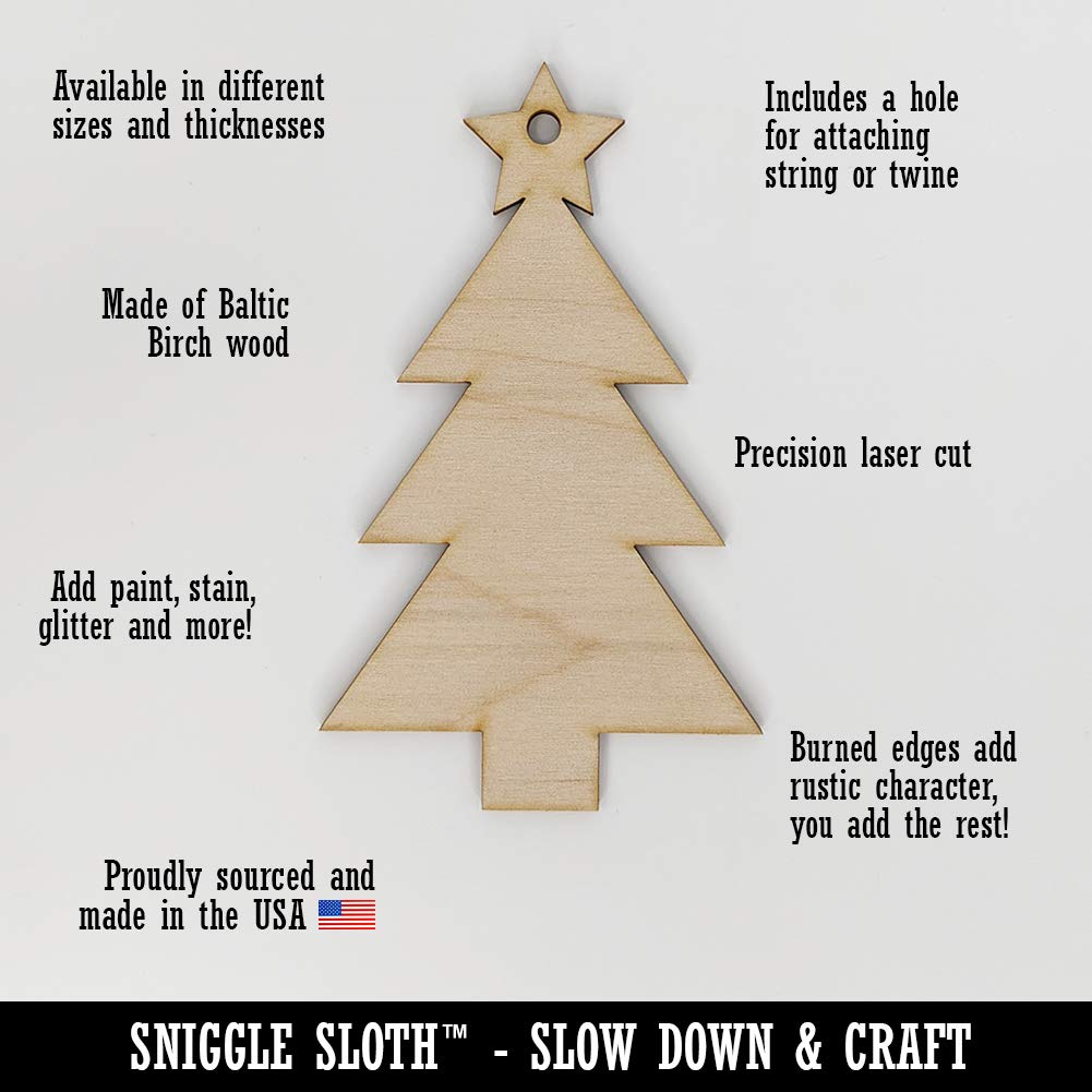 Sniggle Sloth Wood Slice Ornament - Unfinished DIY Christmas Tree Craft with Pre-Drilled Holes - Perfect for Holiday Decorations & Handmade Gift Making