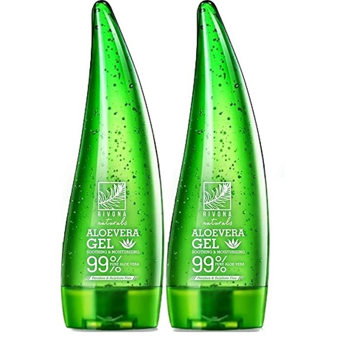 99% Pure Organic Aloe Vera Gel for Face, Skin & Hair Care - All Skin & Hair Types - Multi-Purpose Vegan Gel - Paraben Free - 125ml (Pack of 2) | Soothes Sunburn, Hydrates Dry Skin, Conditions Hair & More
