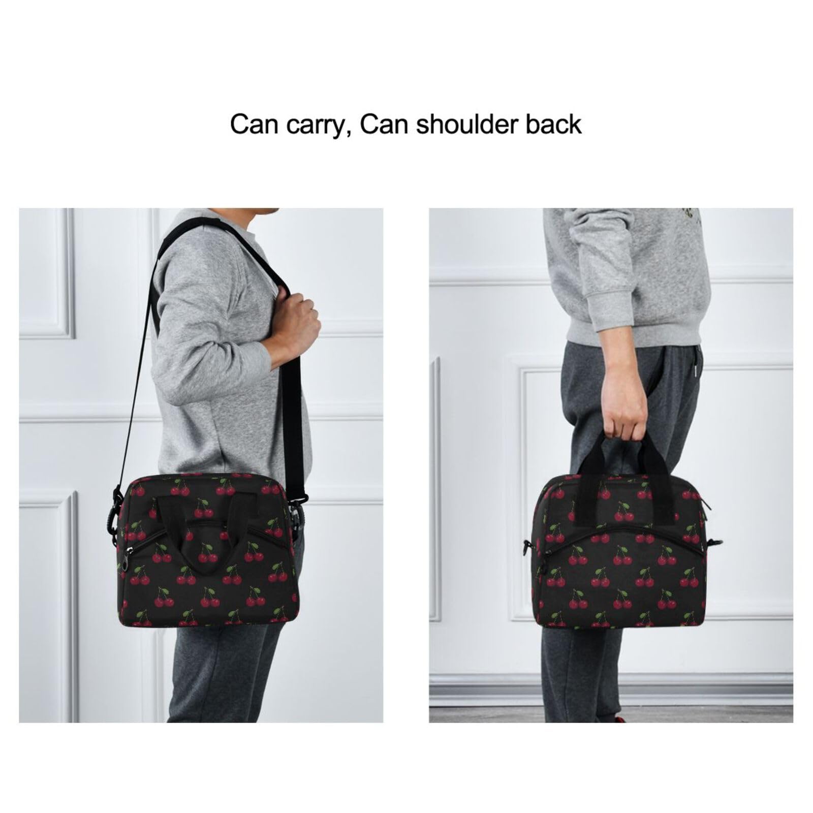 ALAZA Insulated Lunch Bag Cooler Tote for Women & Men - Large Cherry Fruits Design, Adjustable Shoulder Strap, Perfect for School, Work, Picnics & Outdoor Activities